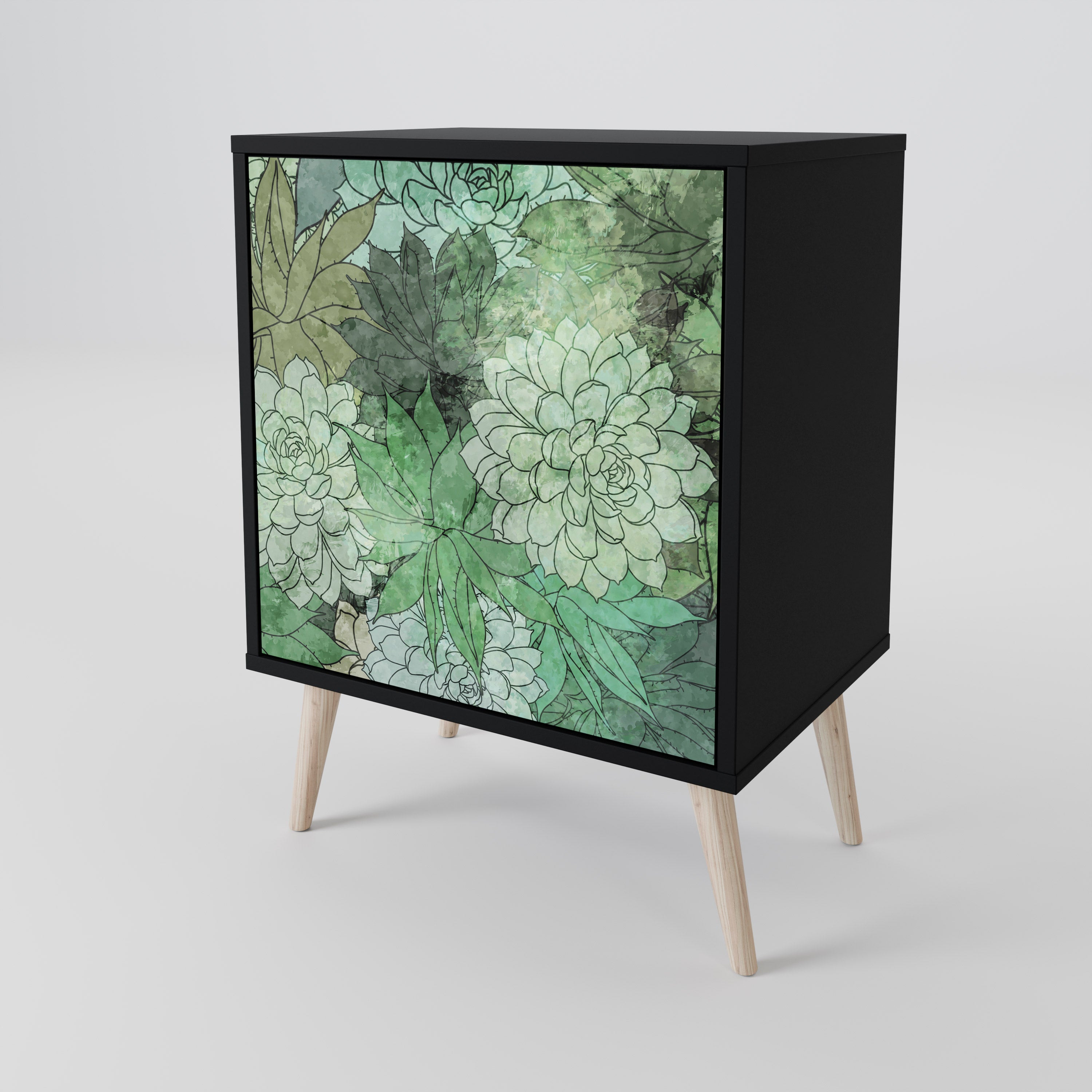 Aparador de una puerta SUCCULENT CLUSTER en acabado negro