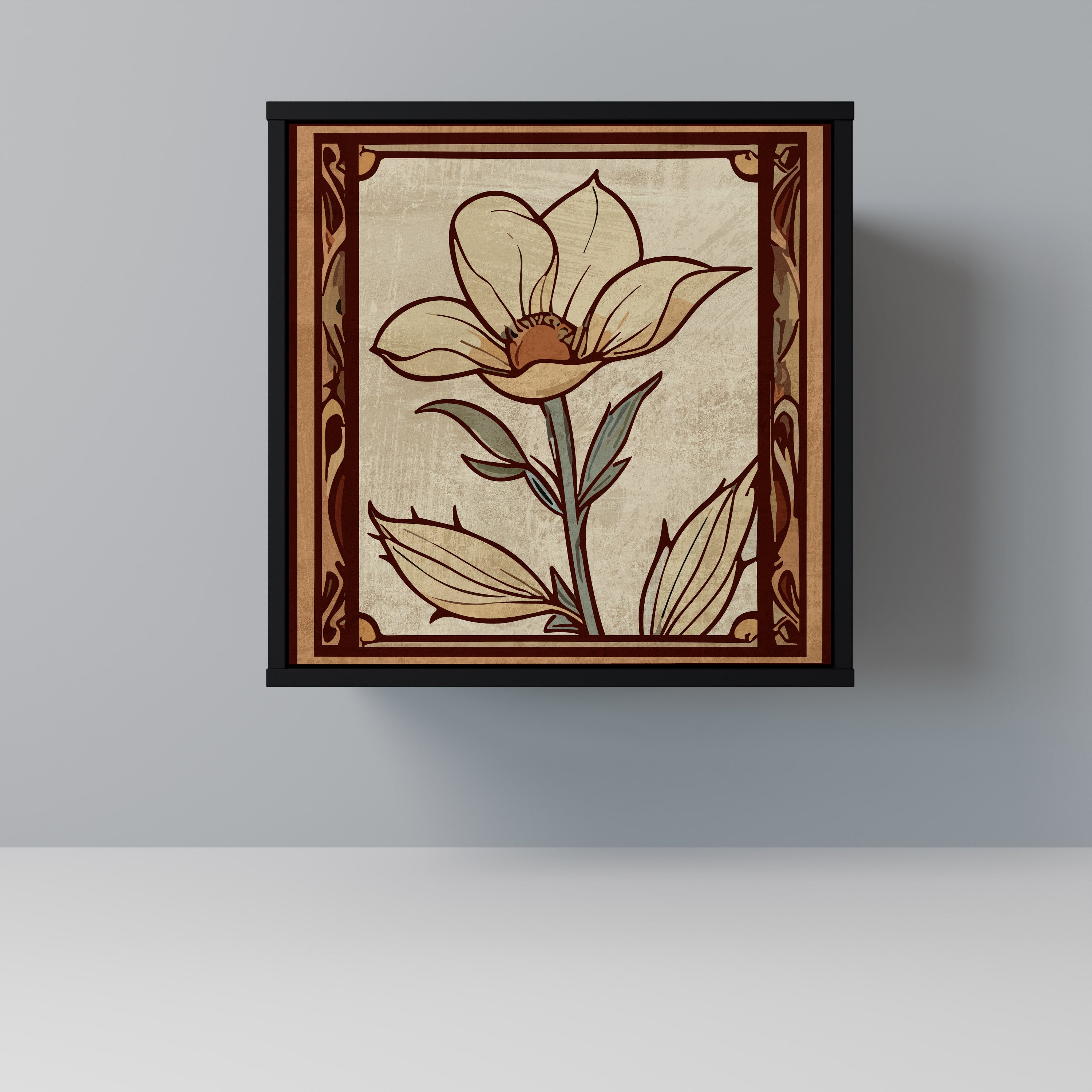 Aparador TIMELESS FLORA de 1 puerta en acabado negro