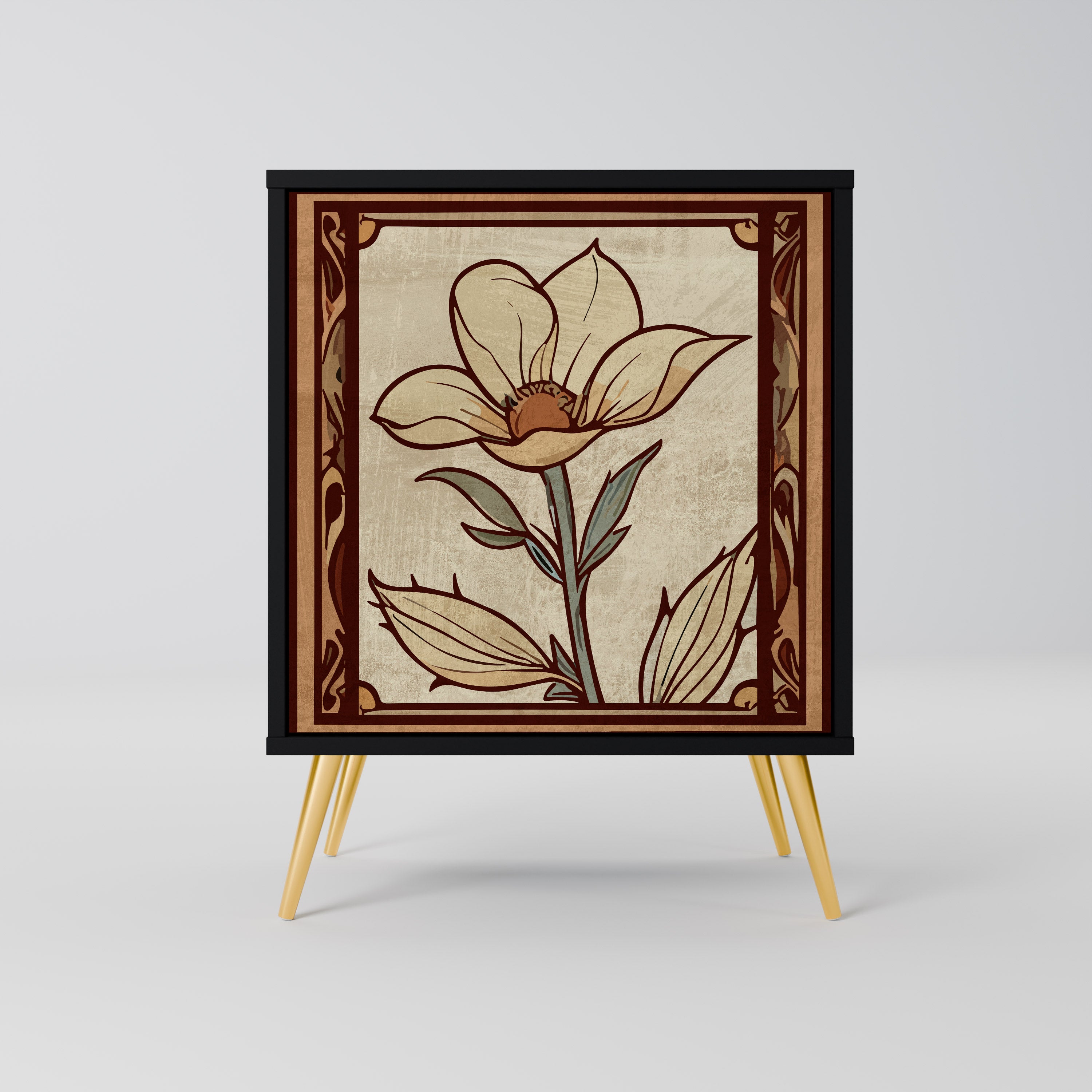 Aparador TIMELESS FLORA de 1 puerta en acabado negro