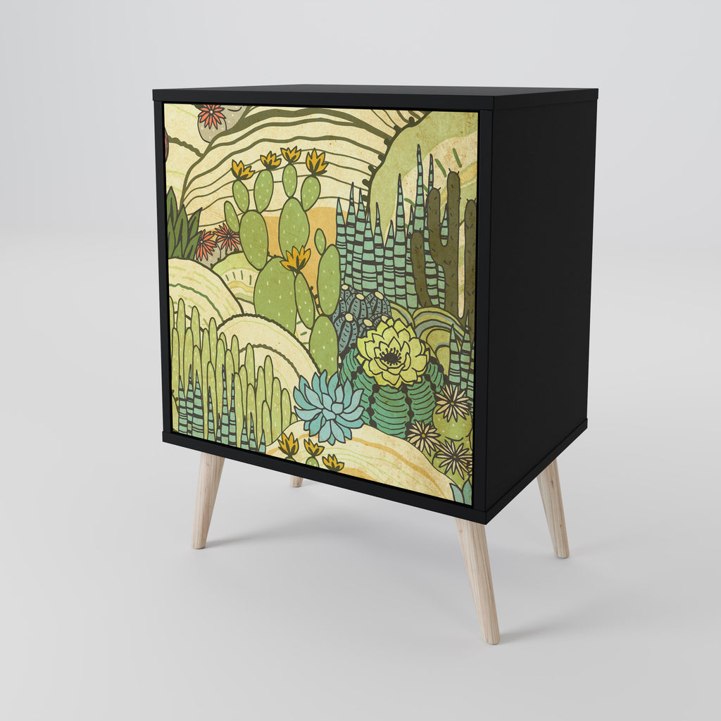 Aparador de una puerta SUCCULENTS KALEIDOSCOPE en acabado negro