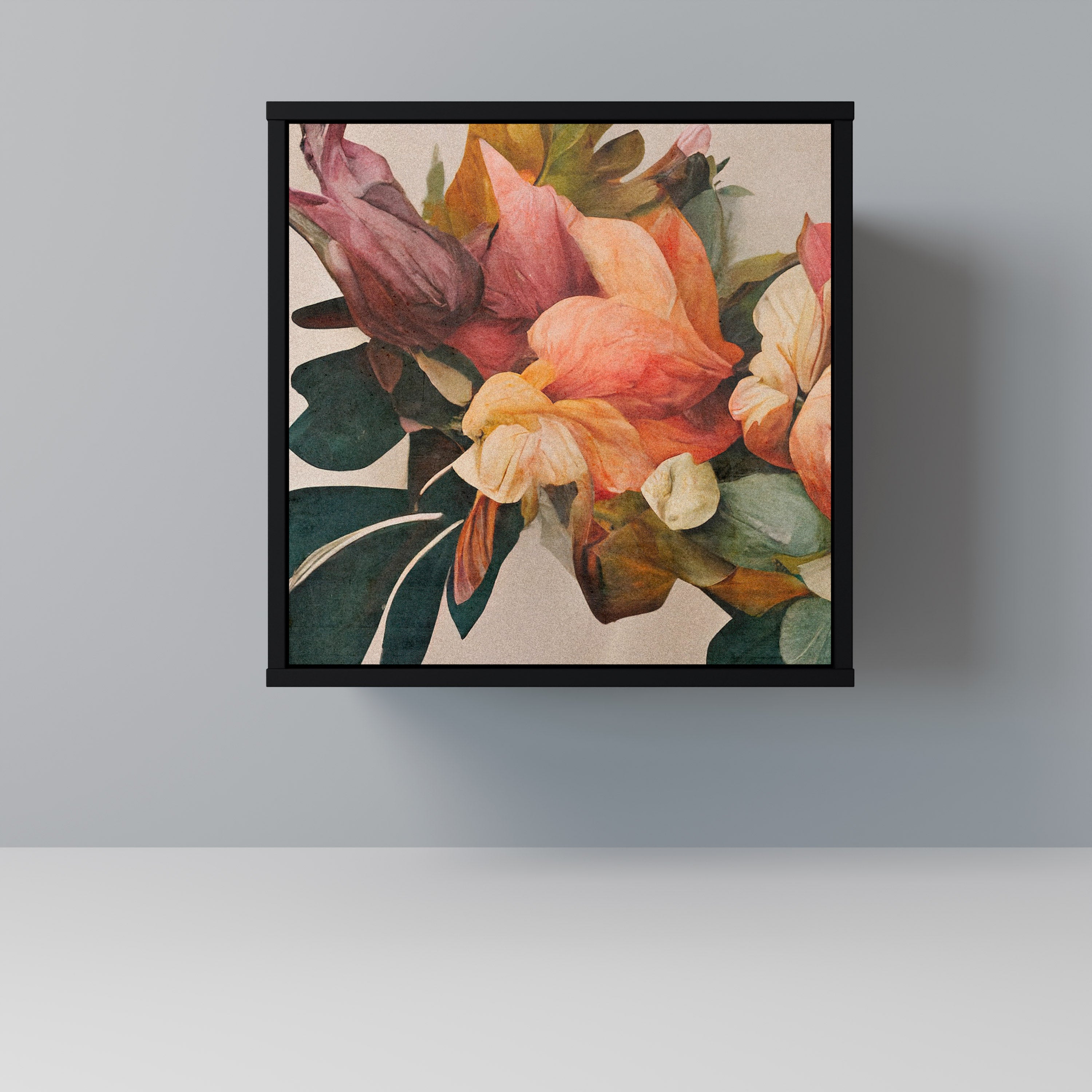 Elegante aparador de 1 puerta en acabado negro