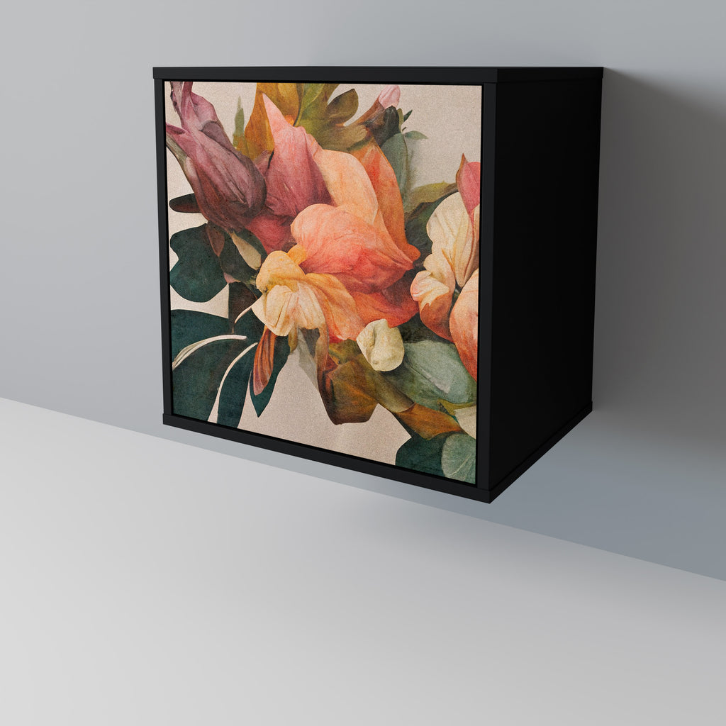 Elegante aparador de 1 puerta en acabado negro