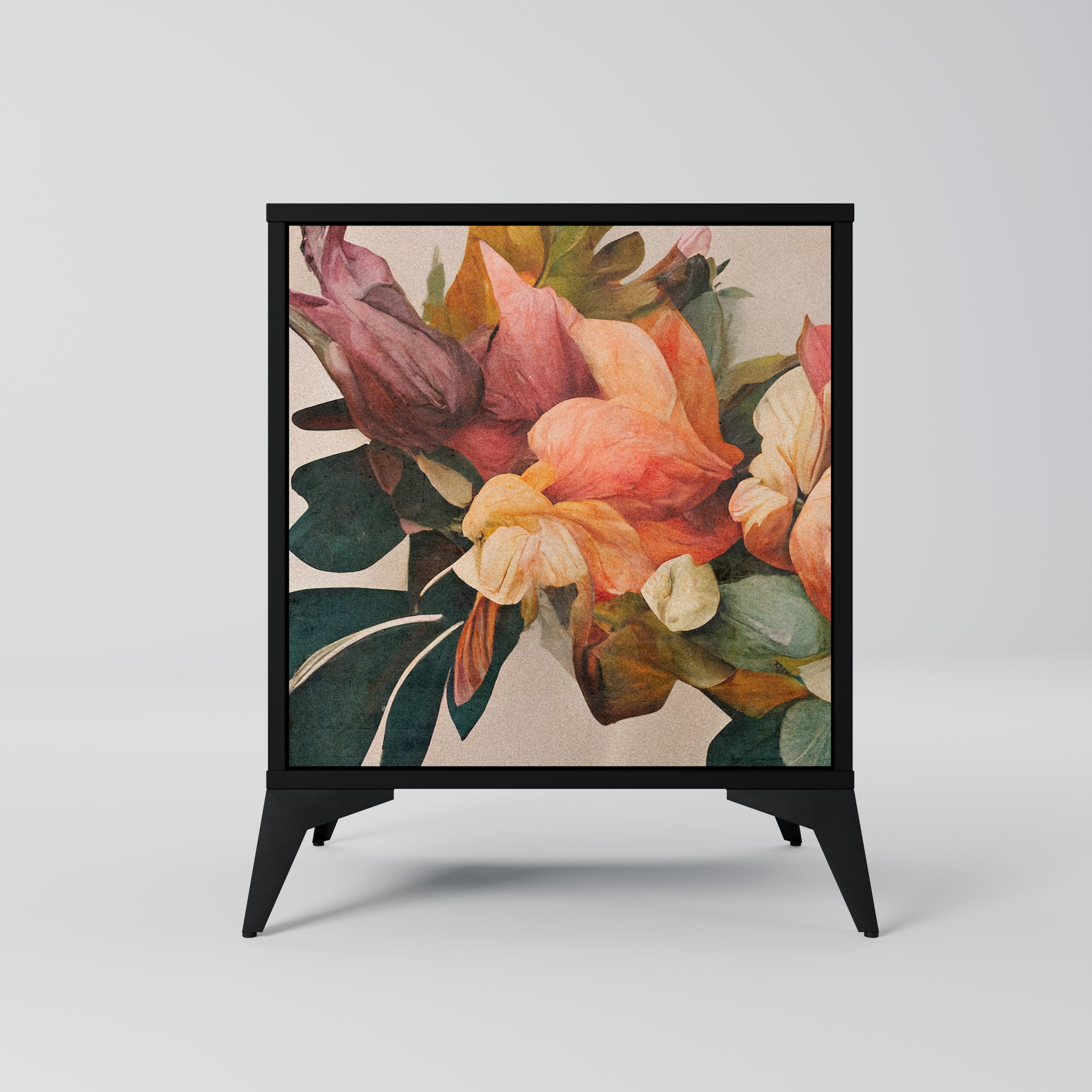 Elegante aparador de 1 puerta en acabado negro