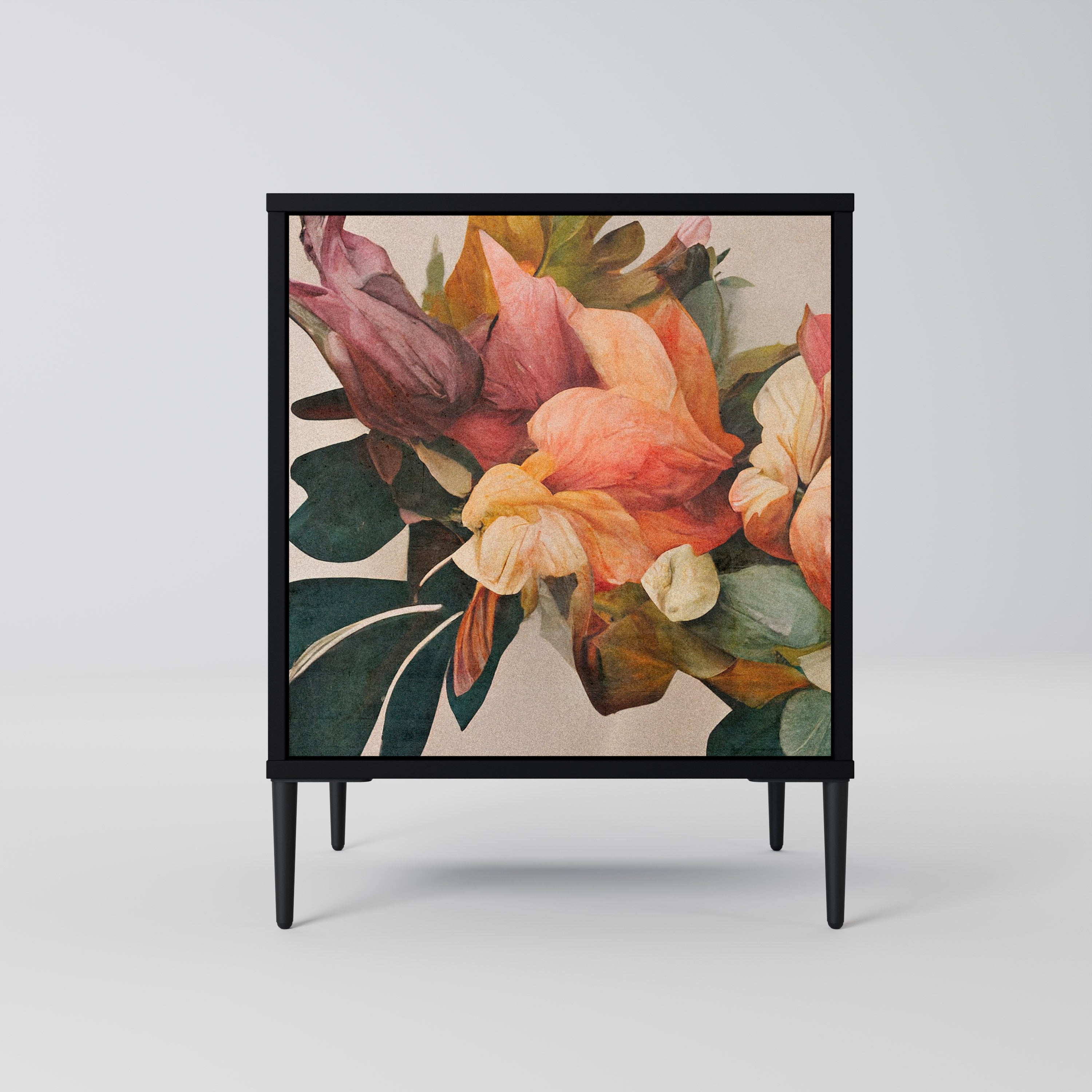 Elegante aparador de 1 puerta en acabado negro