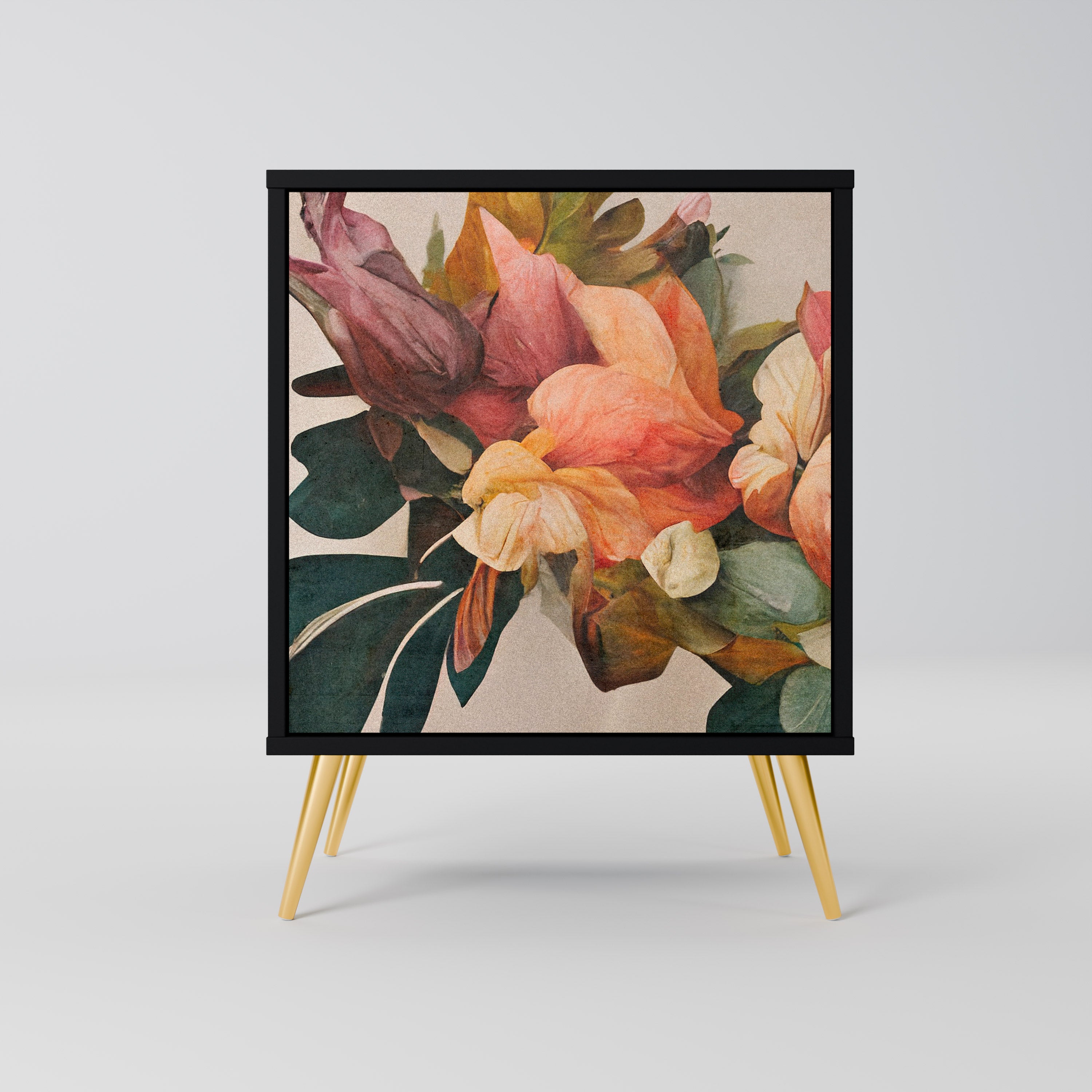 Elegante aparador de 1 puerta en acabado negro