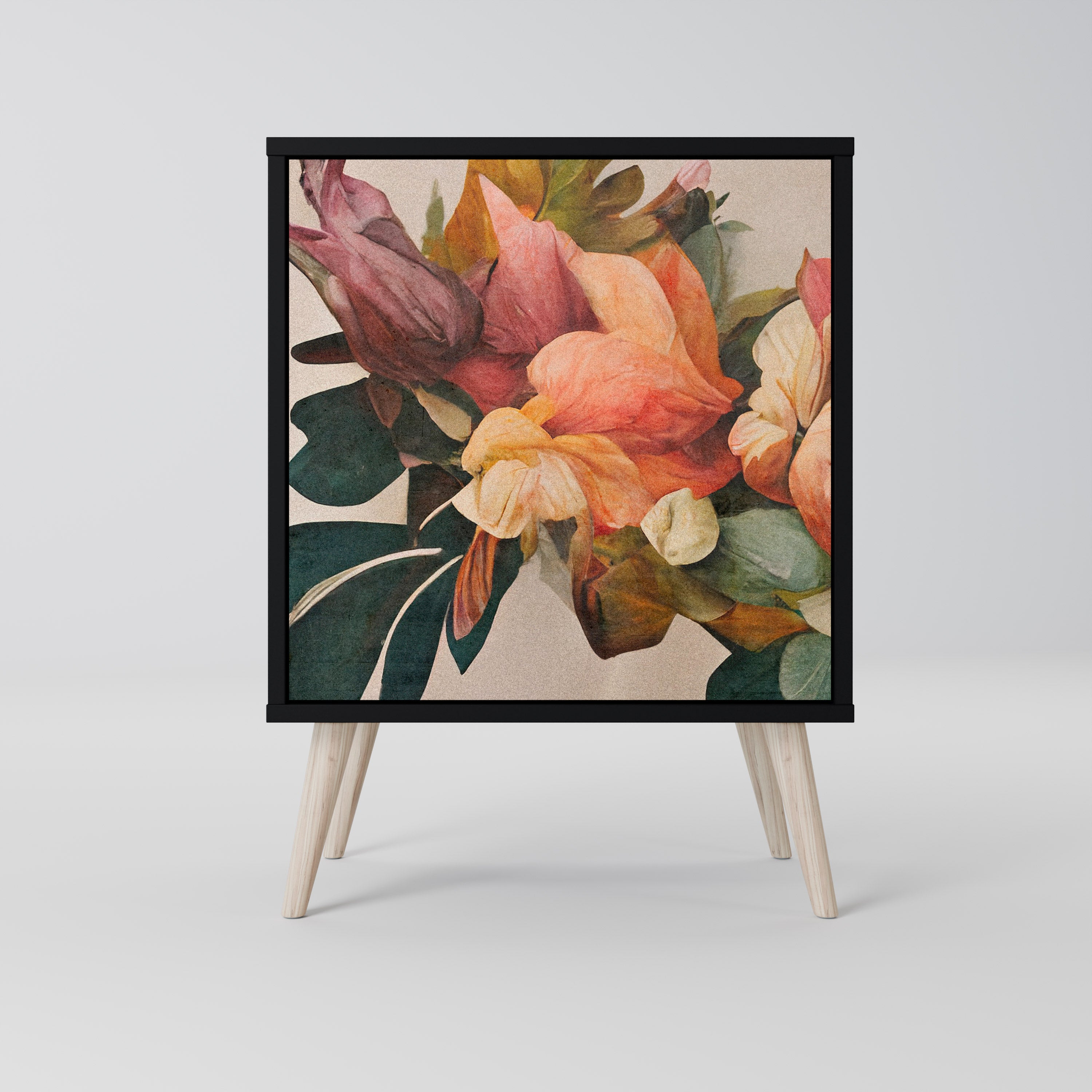 Elegante aparador de 1 puerta en acabado negro