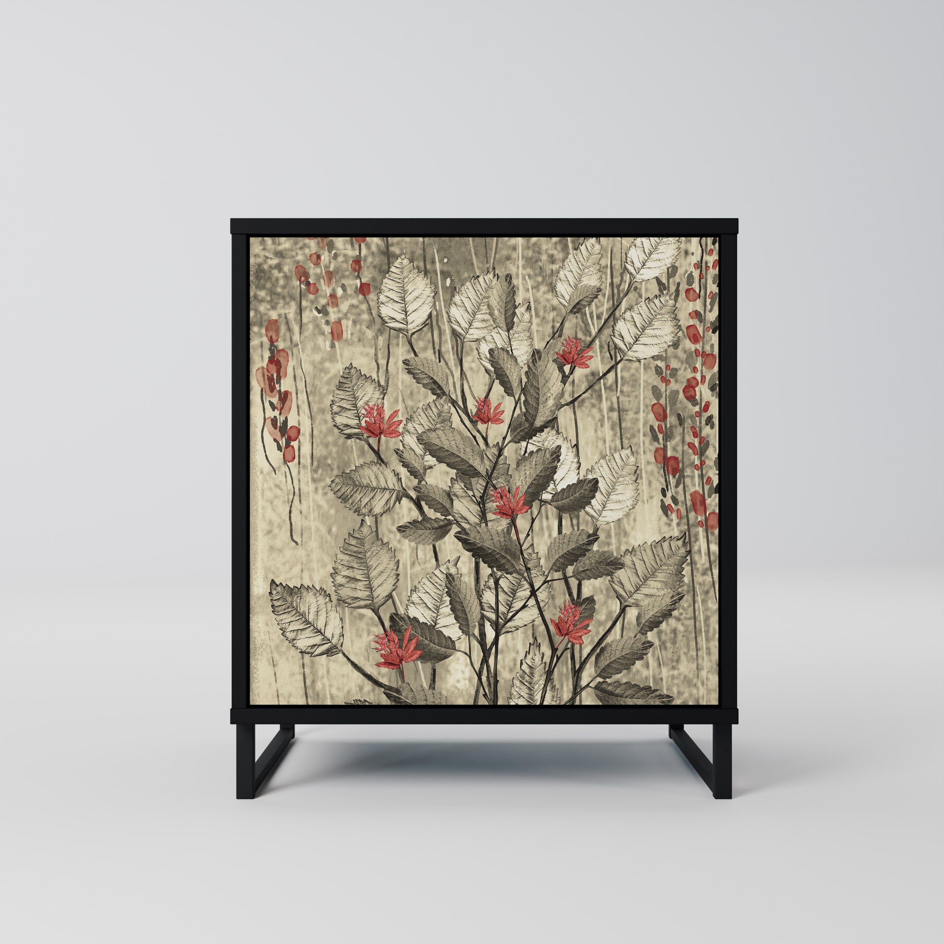 Aparador HERBAL GRACE de 1 puerta en acabado negro