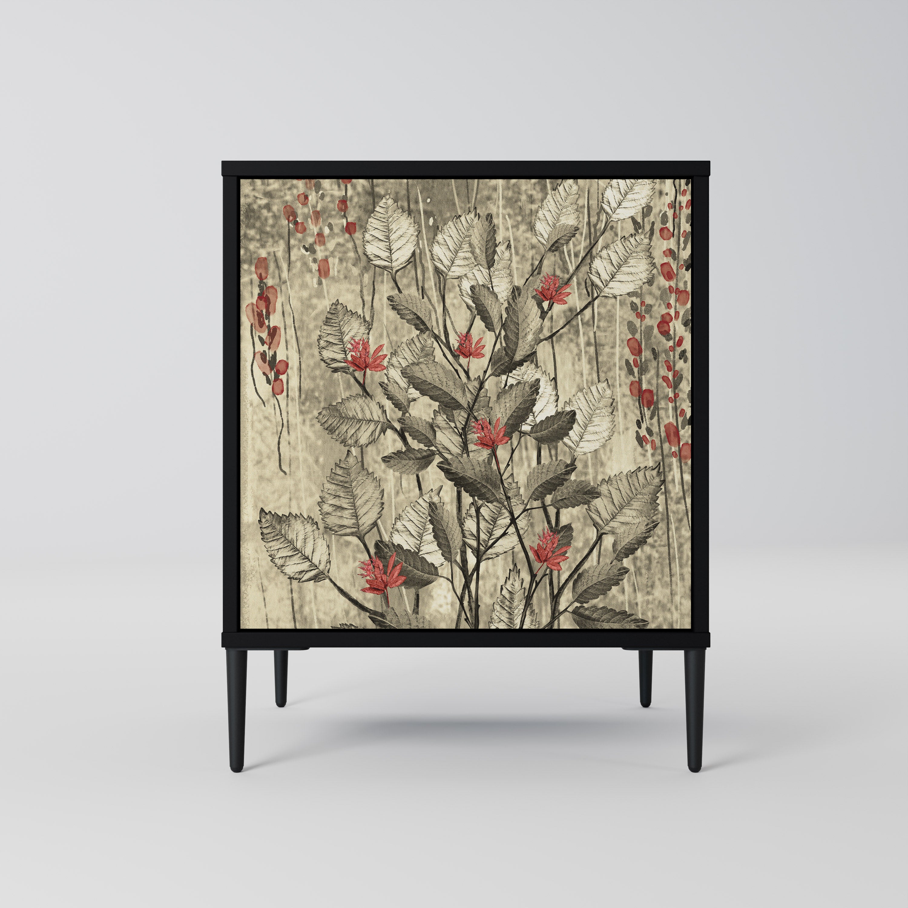 Aparador HERBAL GRACE de 1 puerta en acabado negro