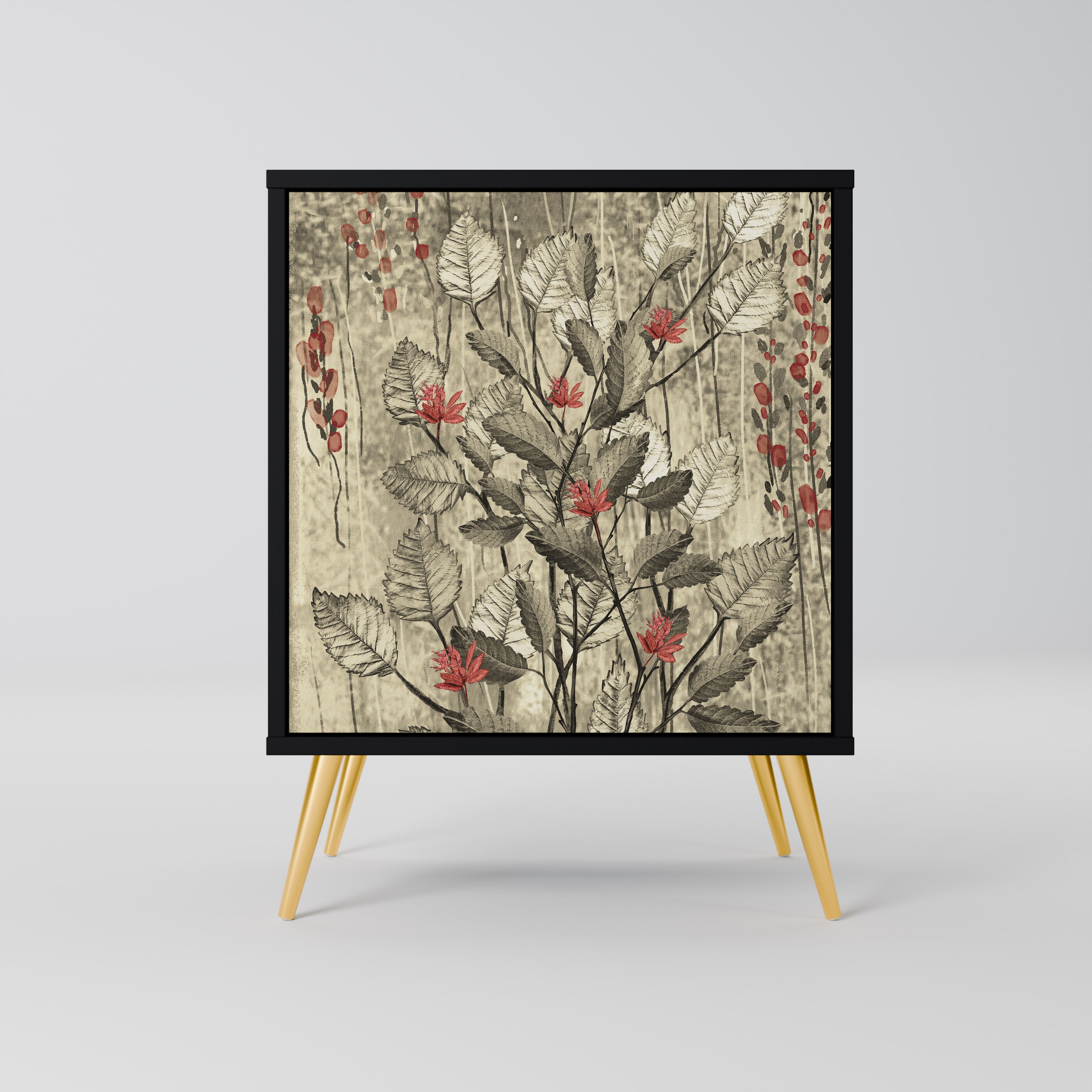 Aparador HERBAL GRACE de 1 puerta en acabado negro