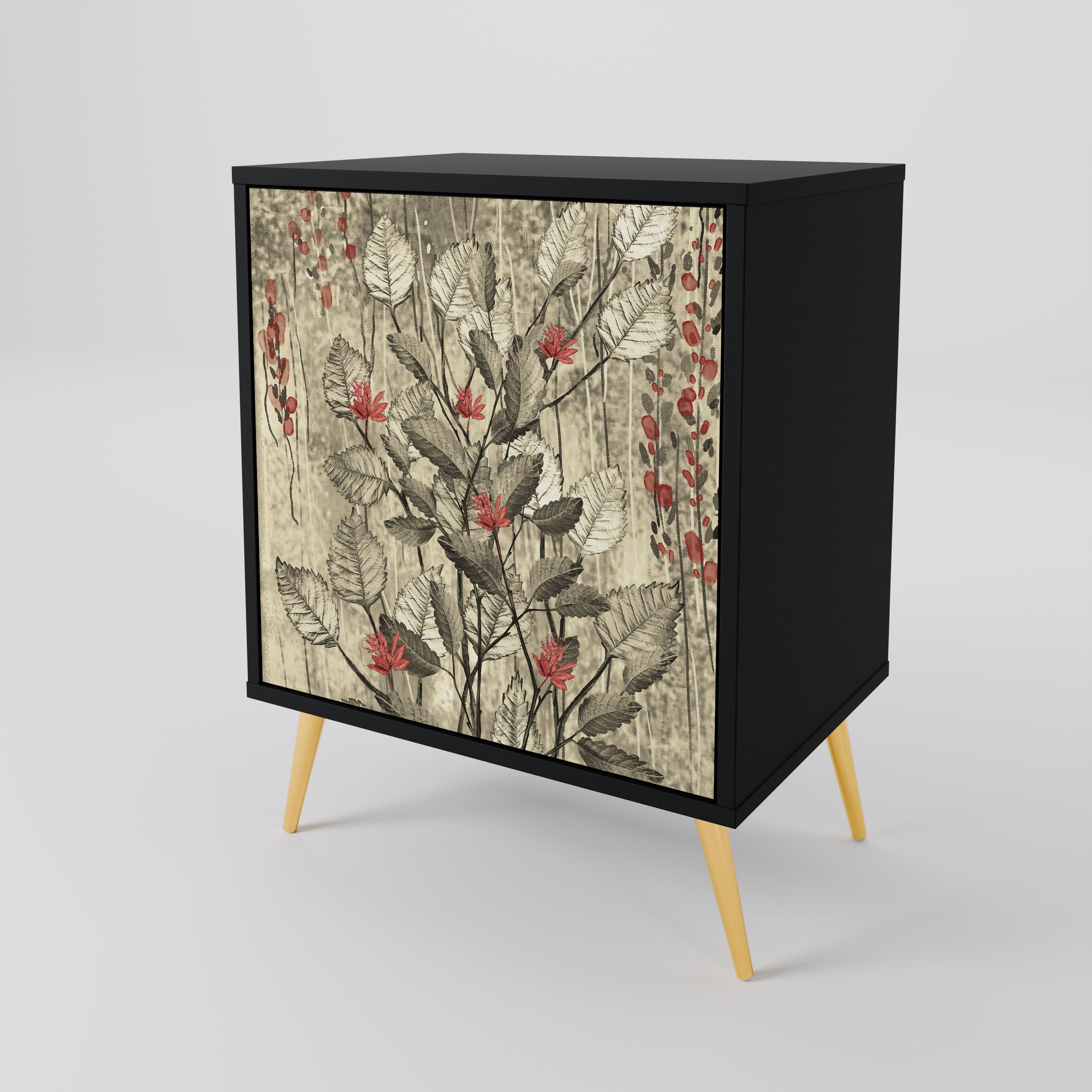 Aparador HERBAL GRACE de 1 puerta en acabado negro