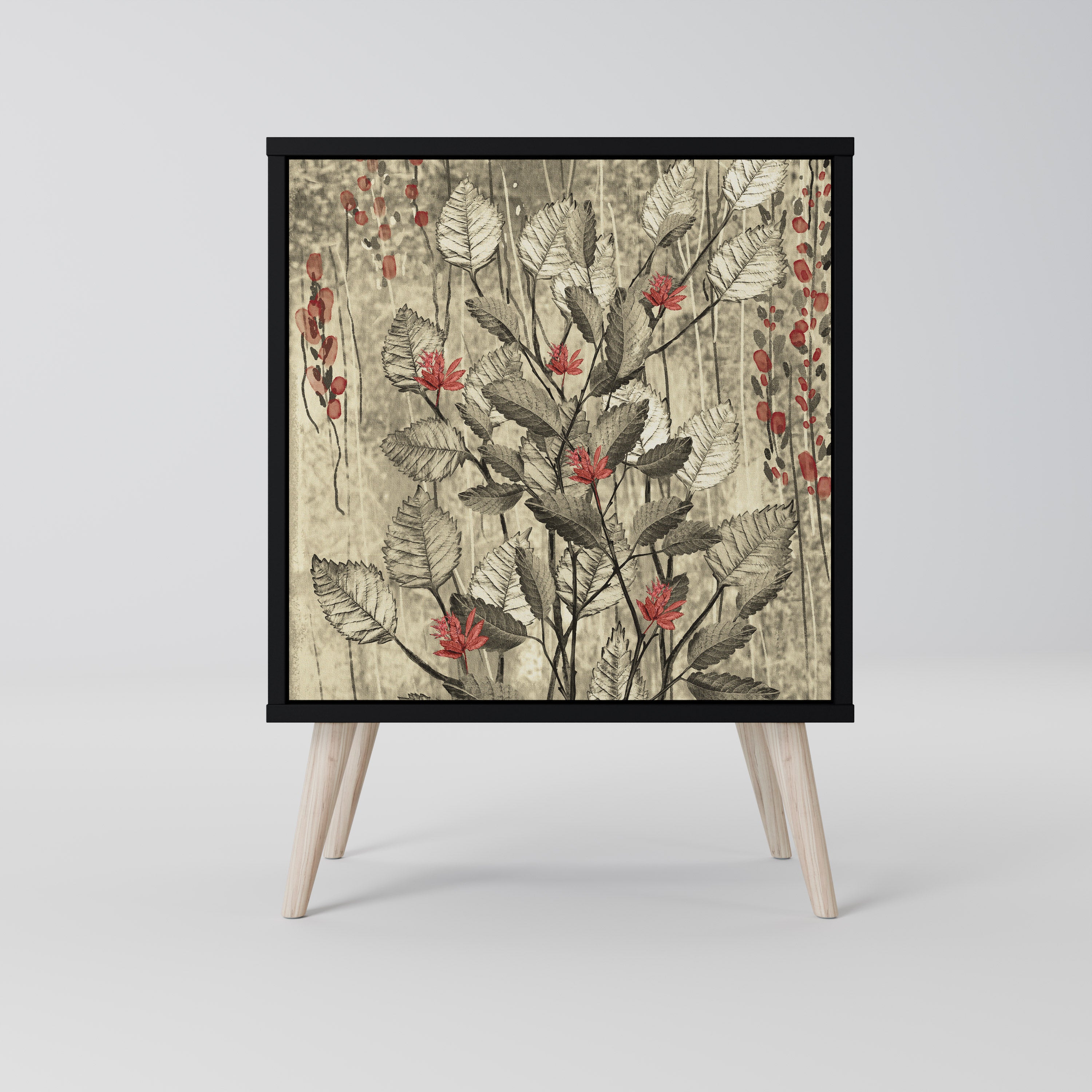 Aparador HERBAL GRACE de 1 puerta en acabado negro