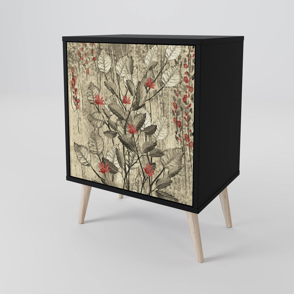 Aparador HERBAL GRACE de 1 puerta en acabado negro