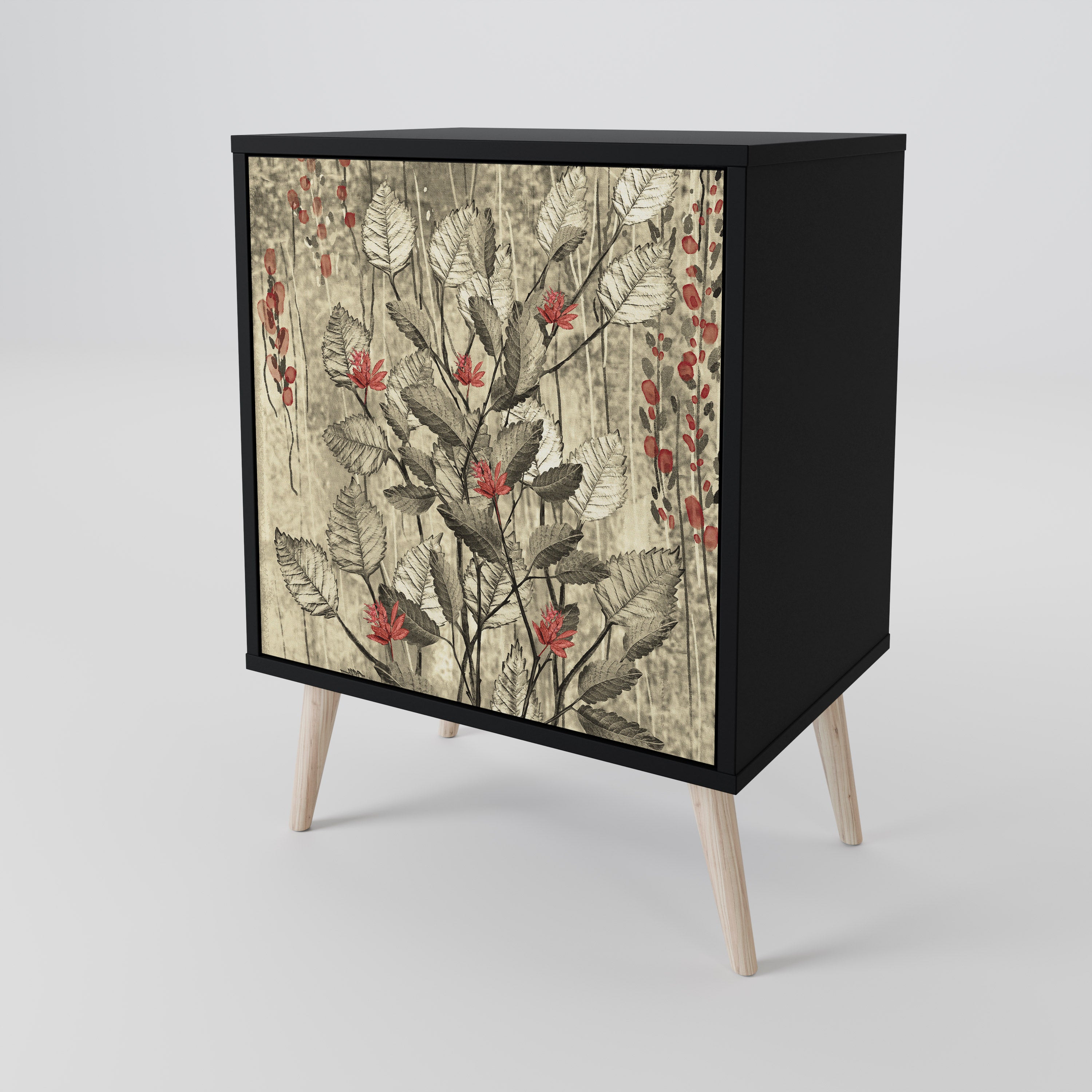 Aparador HERBAL GRACE de 1 puerta en acabado negro