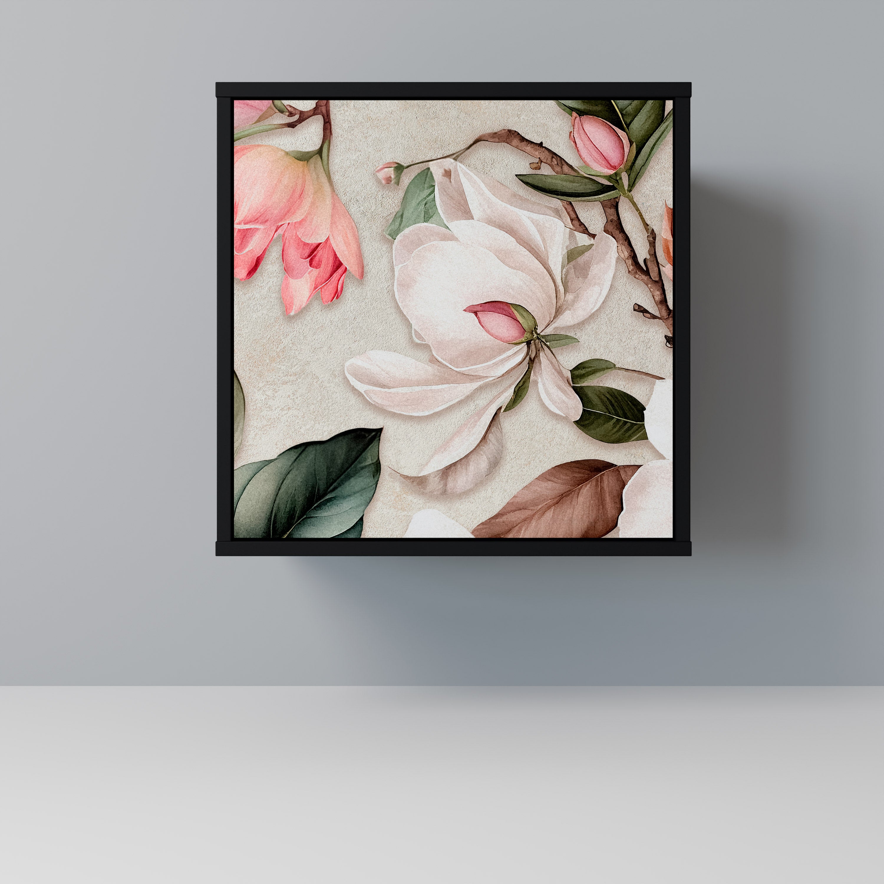 Aparador FLORAL GRACE de 1 puerta en acabado negro