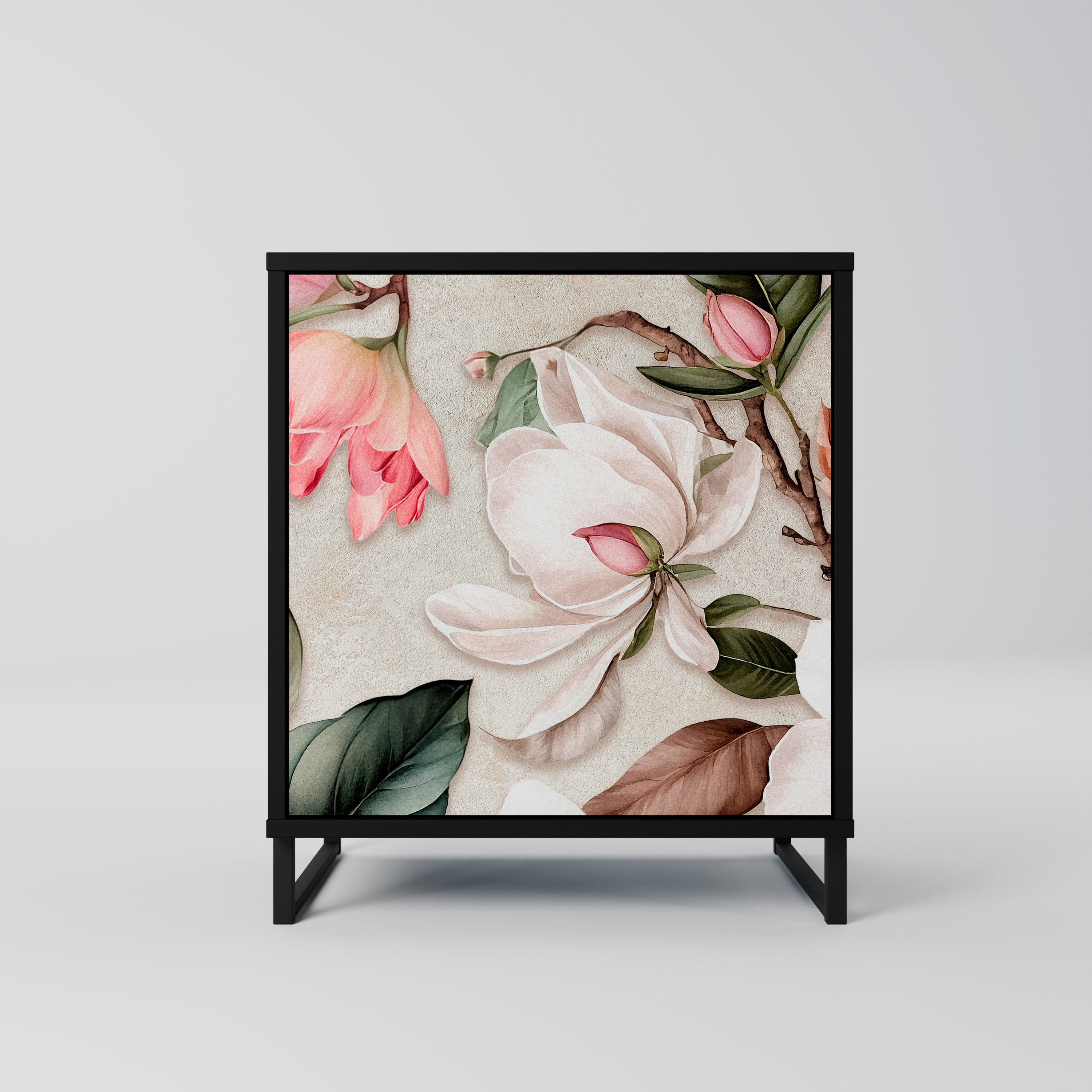 Aparador FLORAL GRACE de 1 puerta en acabado negro