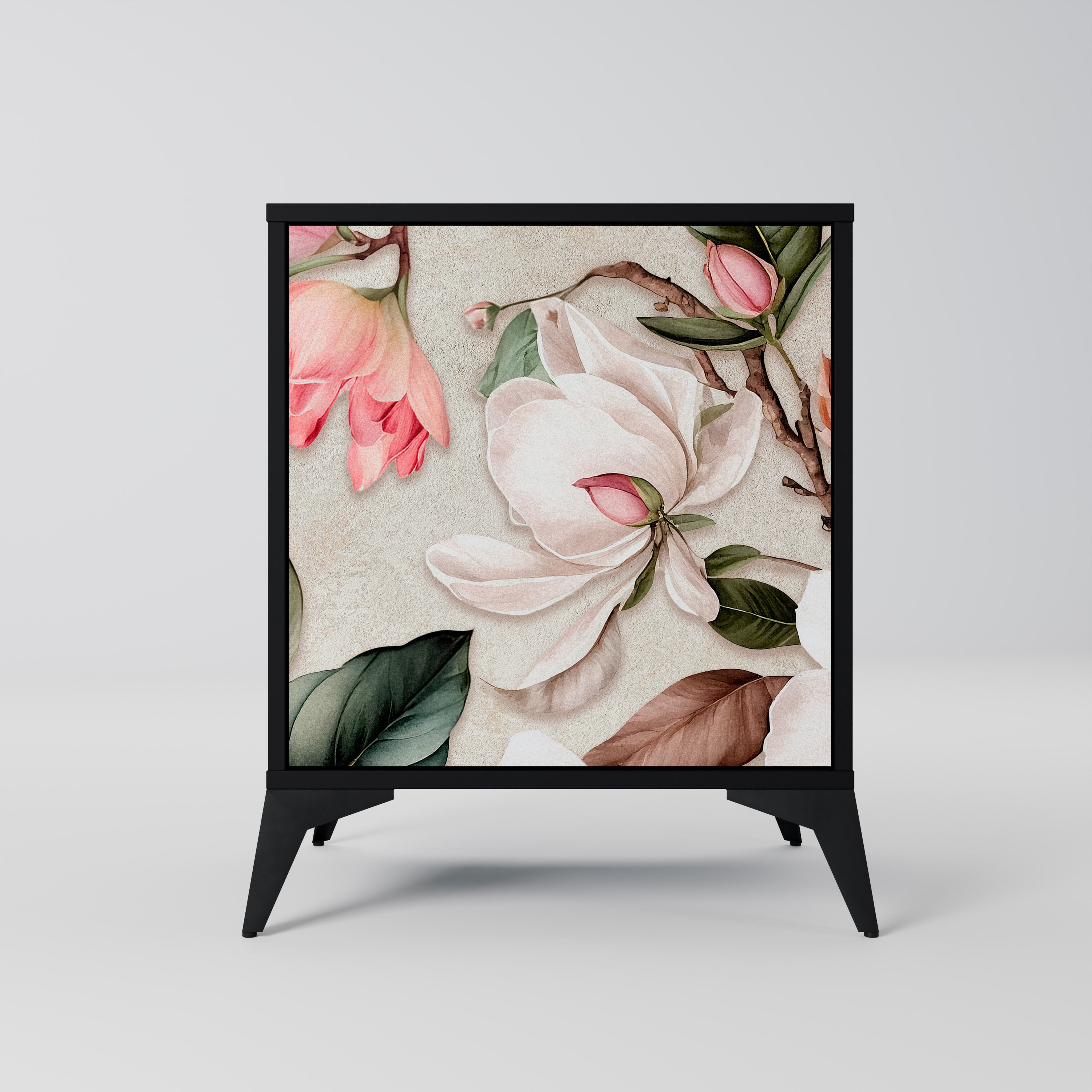 Aparador FLORAL GRACE de 1 puerta en acabado negro