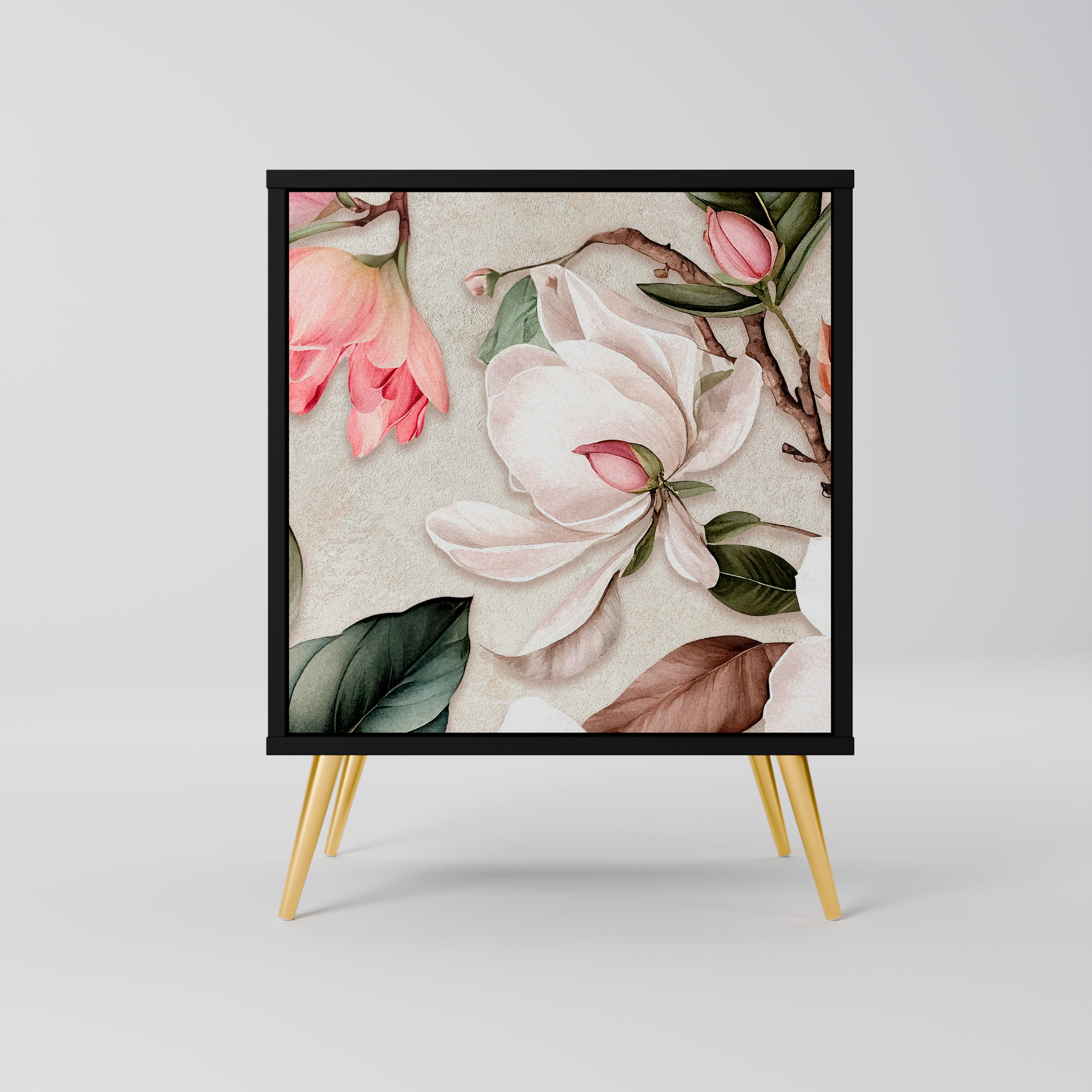 Aparador FLORAL GRACE de 1 puerta en acabado negro