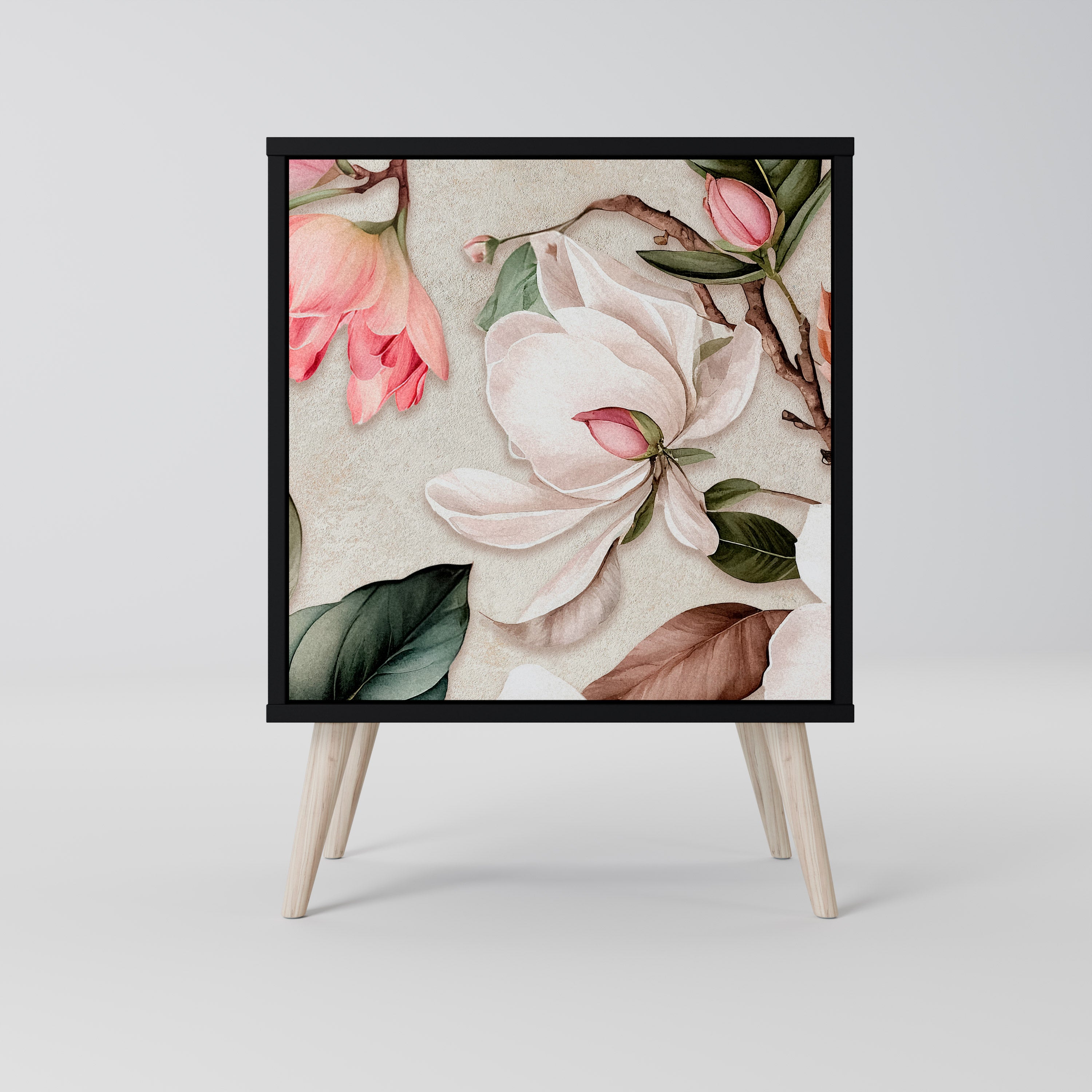 Aparador FLORAL GRACE de 1 puerta en acabado negro