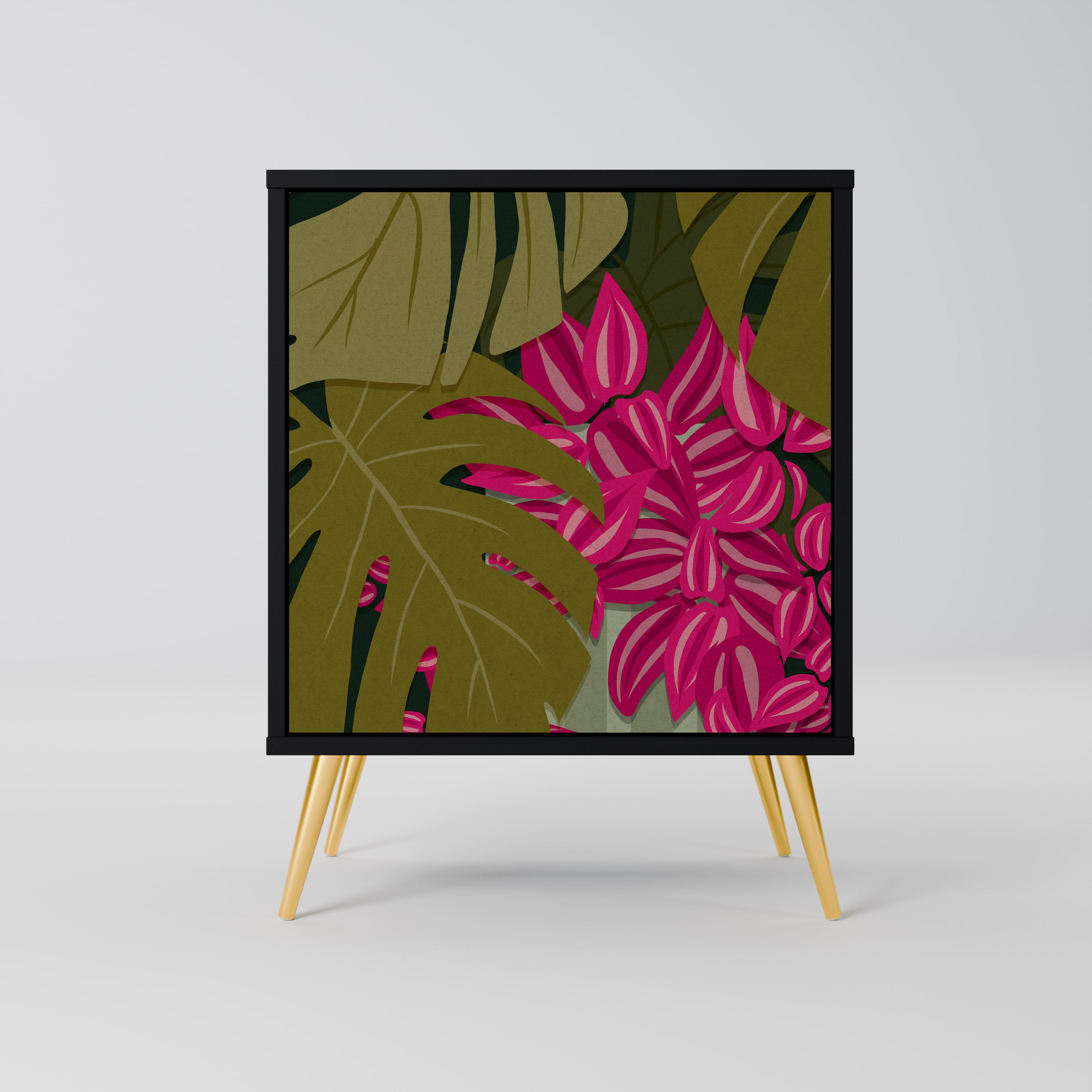 Aparador TROPICAL BEAUTY de 1 puerta en acabado negro