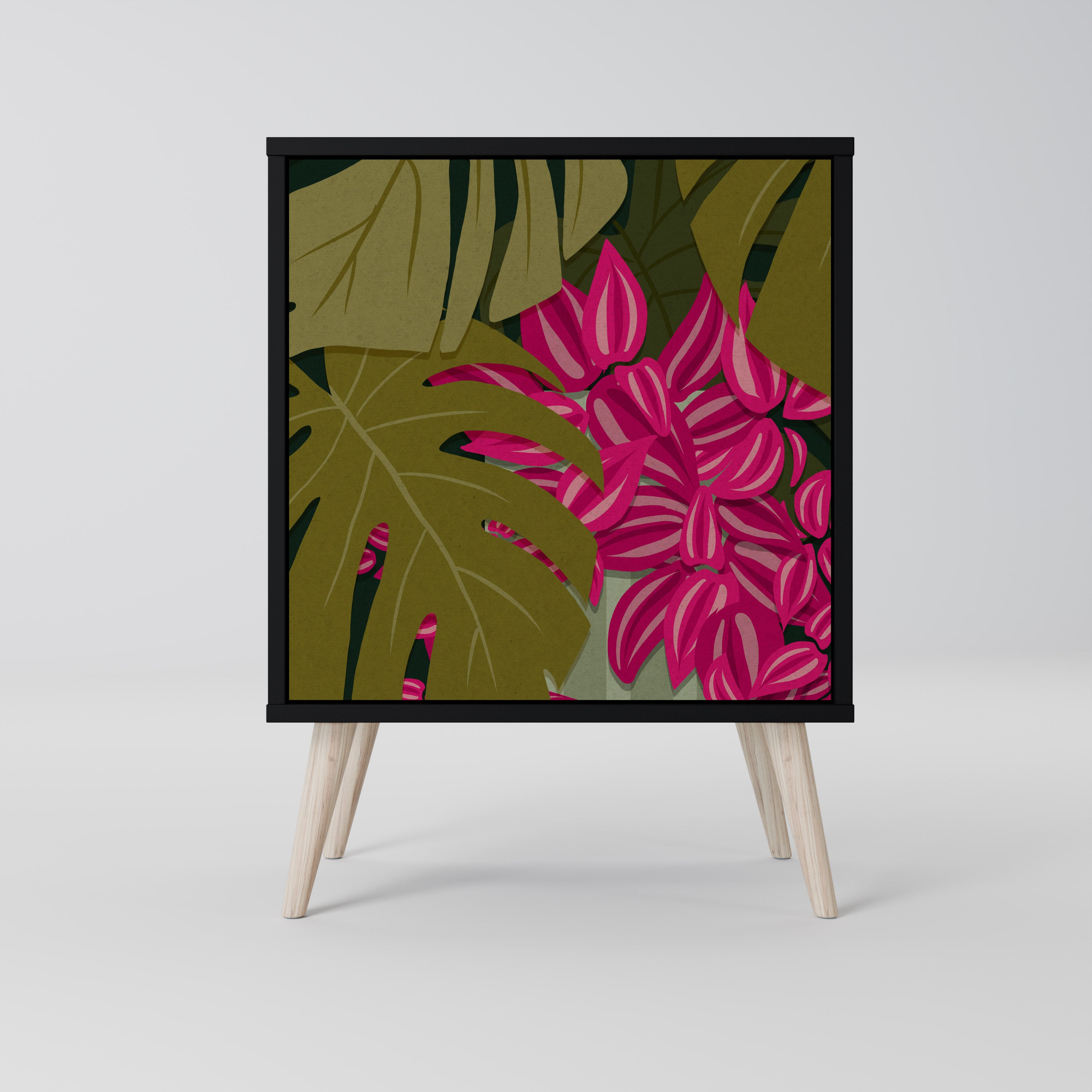 Aparador TROPICAL BEAUTY de 1 puerta en acabado negro