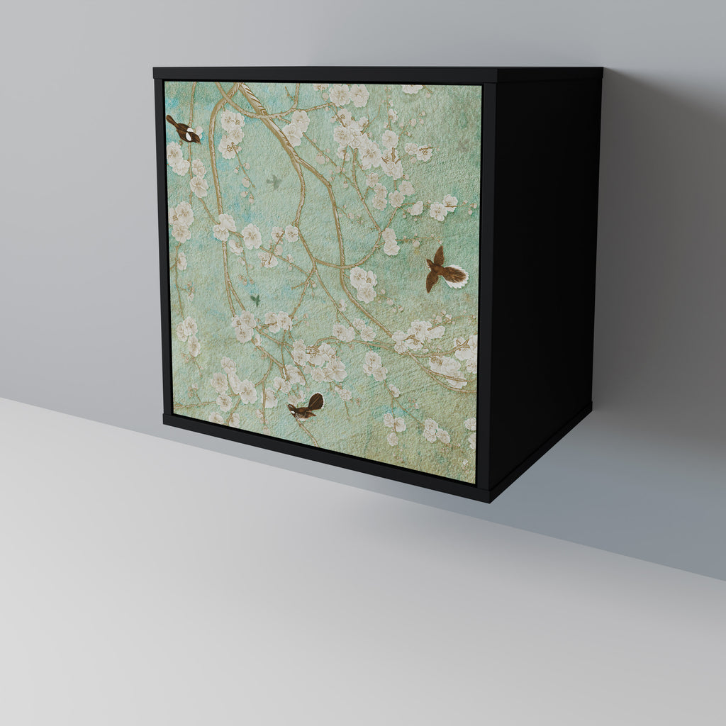 BLOOMING CHARM 1-Door Sideboard in Black Finish