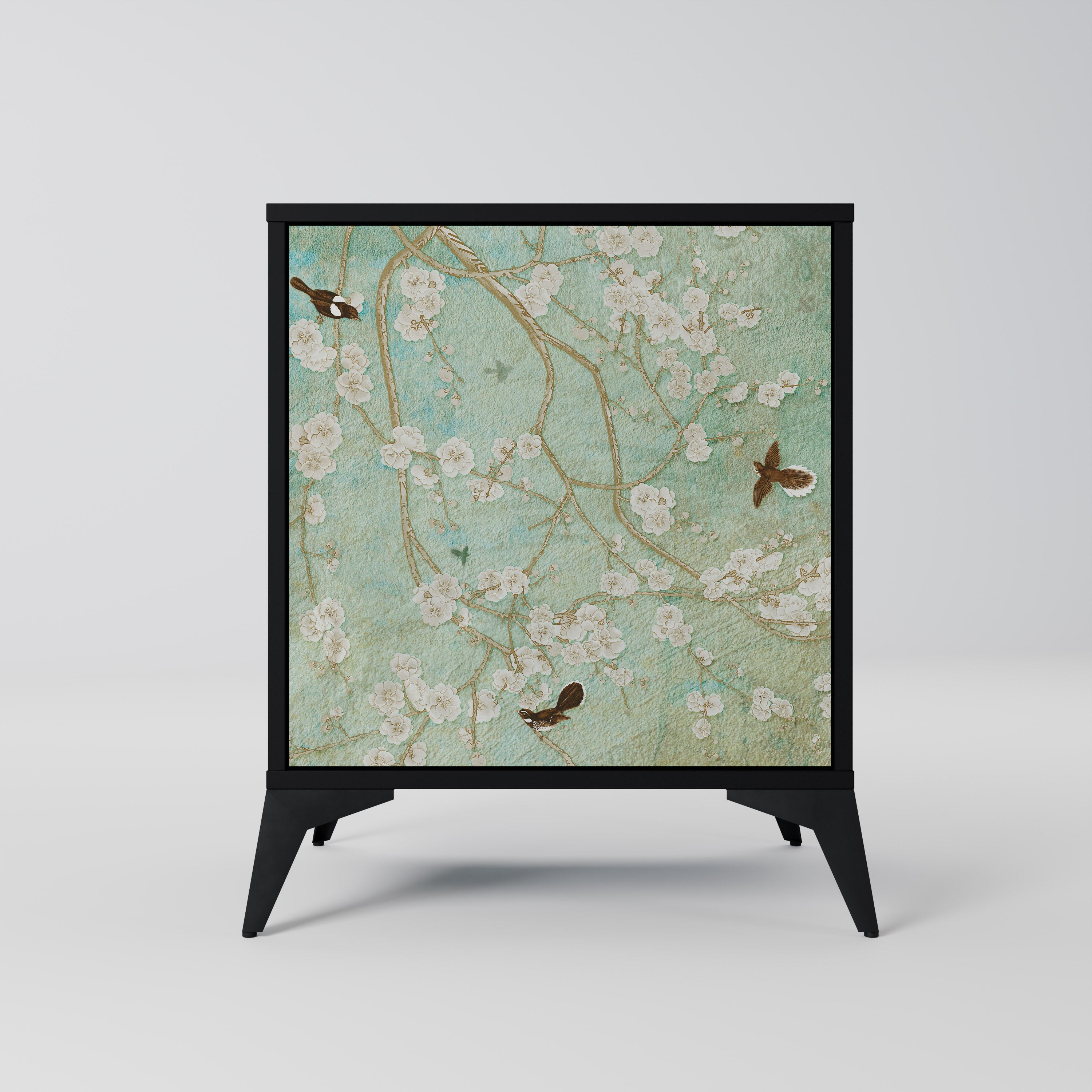 BLOOMING CHARM 1-Door Sideboard in Black Finish