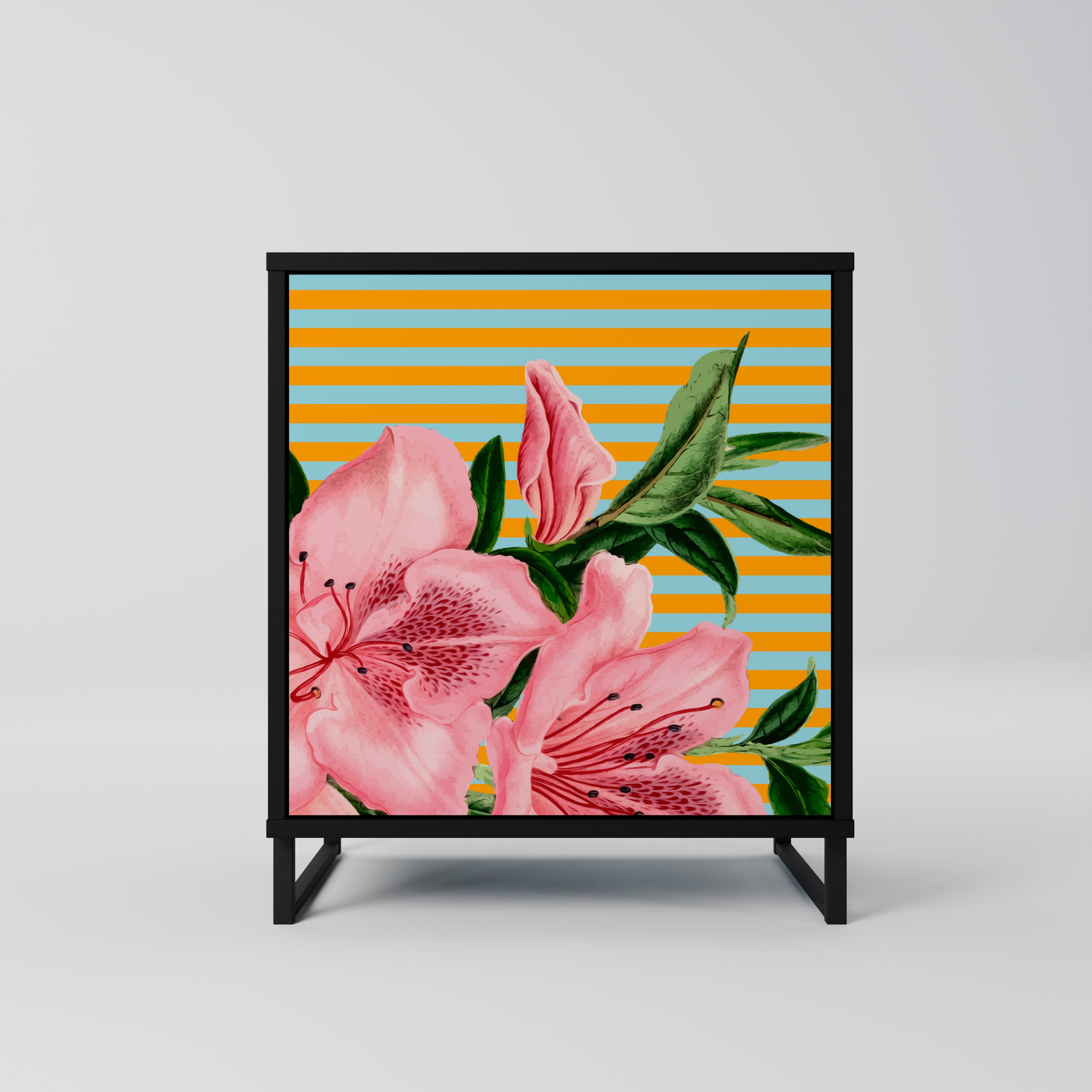 Aparador de 1 puerta FRAGILE BEAUTY en acabado negro