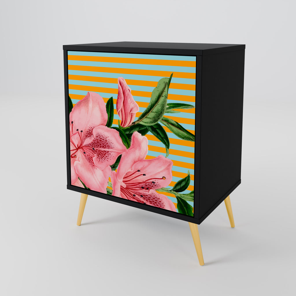 Aparador de 1 puerta FRAGILE BEAUTY en acabado negro