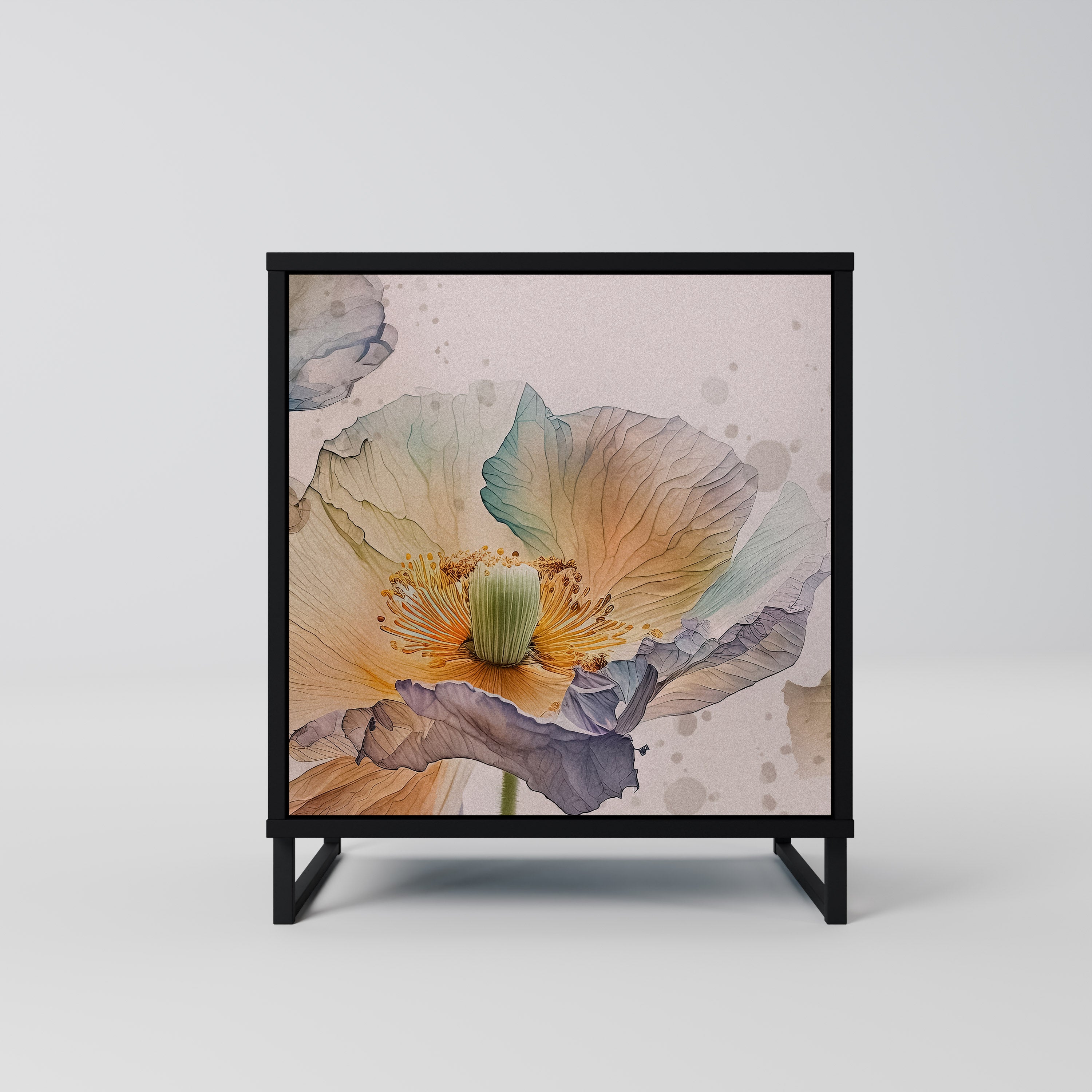 Aparador SOFTEN POPPY de 1 puerta en acabado negro