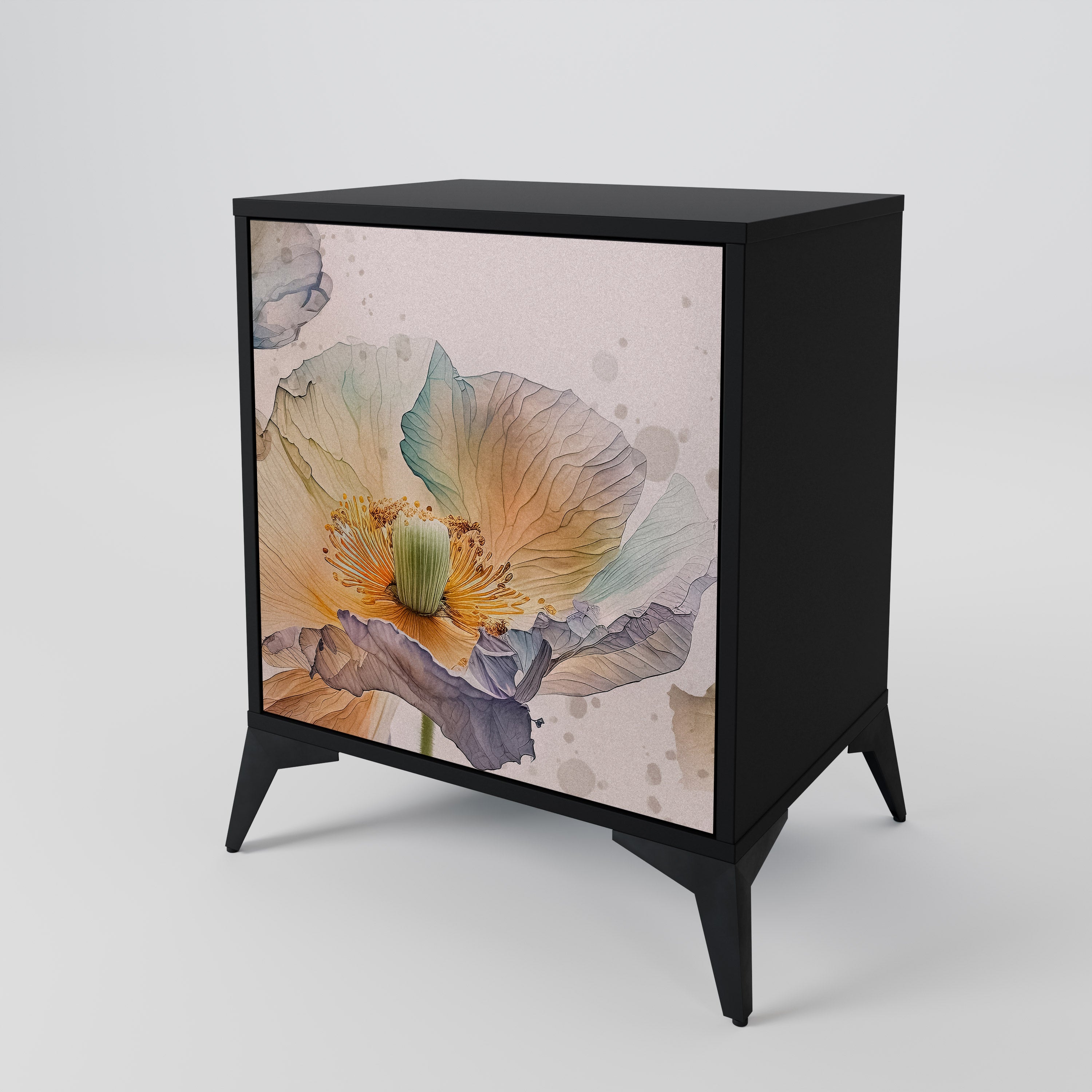 Aparador SOFTEN POPPY de 1 puerta en acabado negro