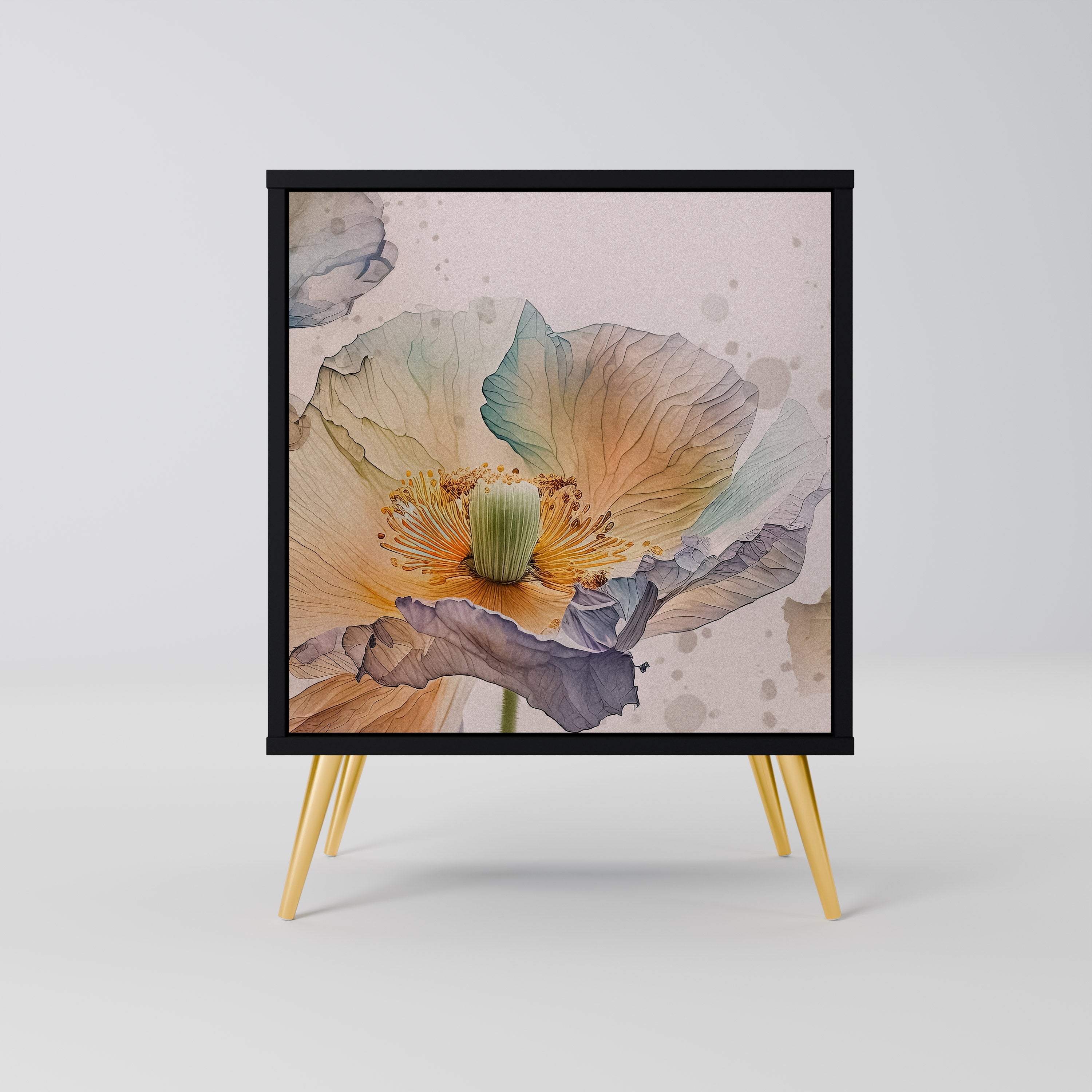 Aparador SOFTEN POPPY de 1 puerta en acabado negro