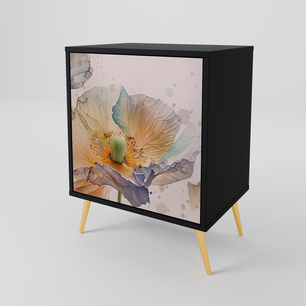 Aparador SOFTEN POPPY de 1 puerta en acabado negro