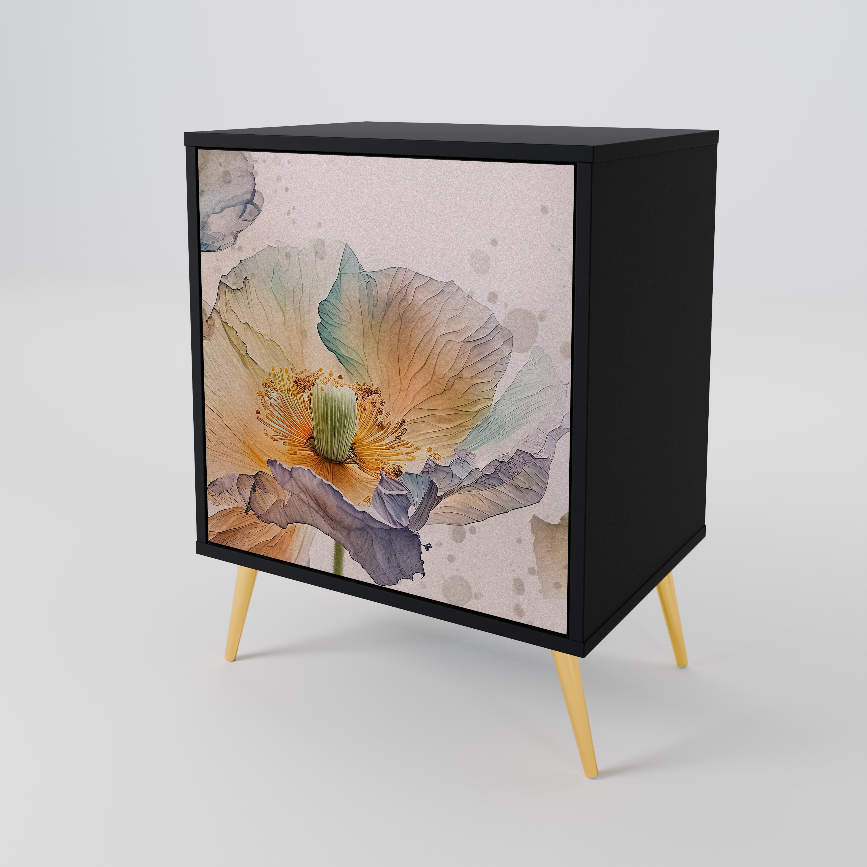 Aparador SOFTEN POPPY de 1 puerta en acabado negro