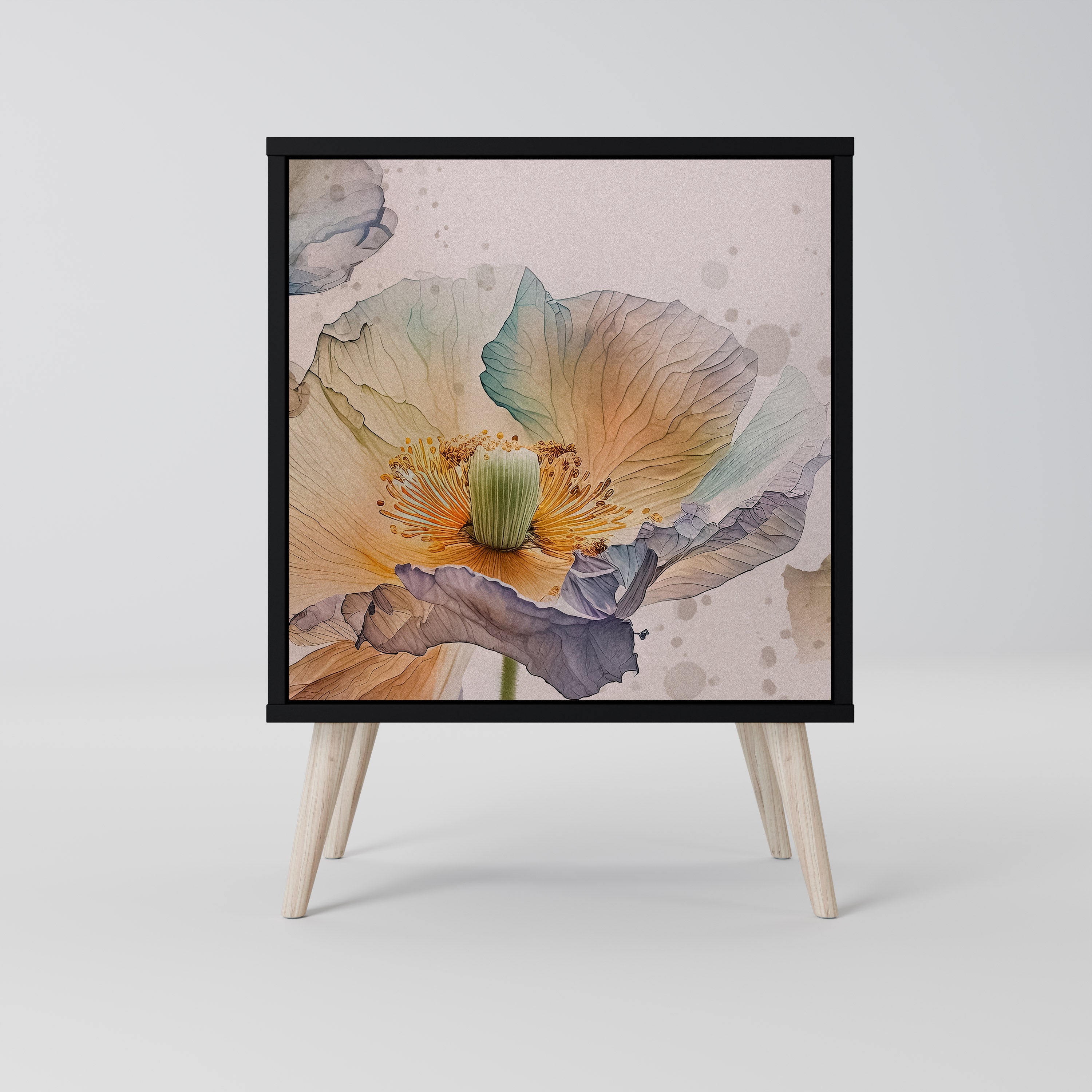 Aparador SOFTEN POPPY de 1 puerta en acabado negro