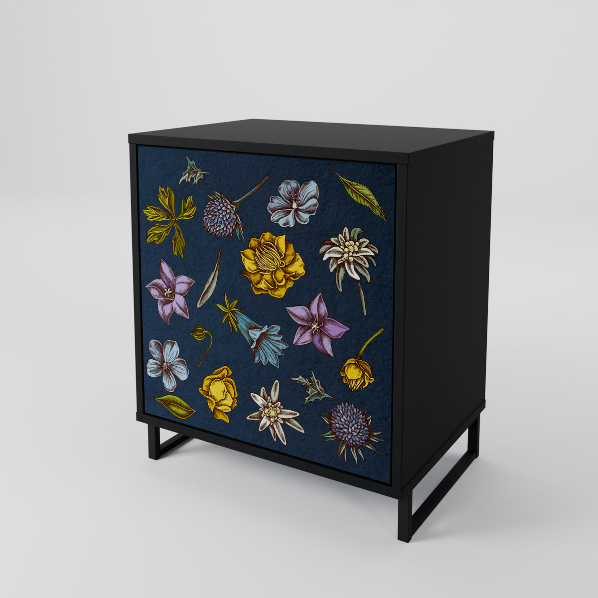 FLOWERS ON NAVY BLUE Aparador de 1 Puerta