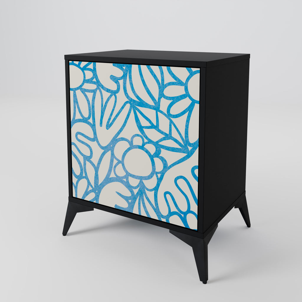 BLOOMY MORNING 1-Door Sideboard in Black Finish