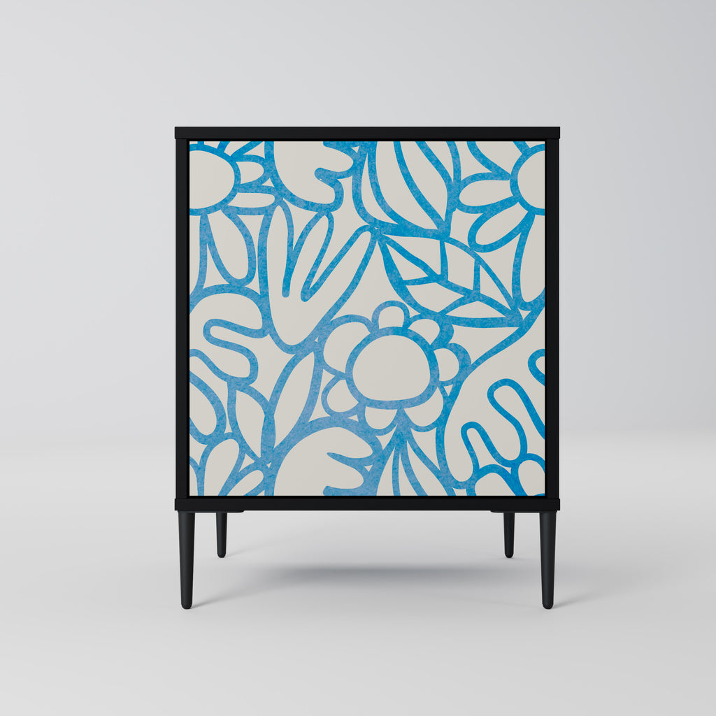 BLOOMY MORNING 1-Door Sideboard in Black Finish