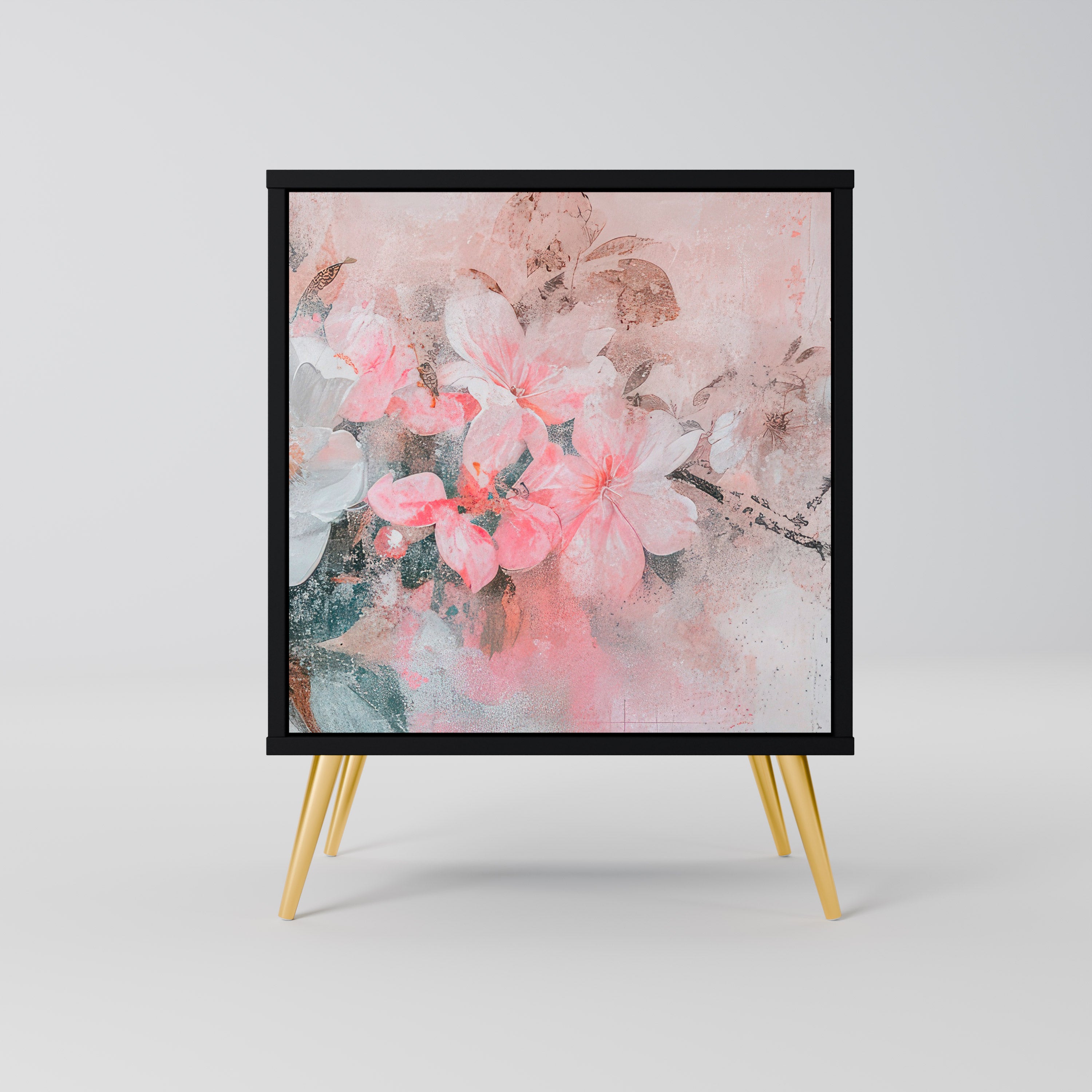 Aparador CHERRY BLOSSOM de 1 puerta en acabado negro