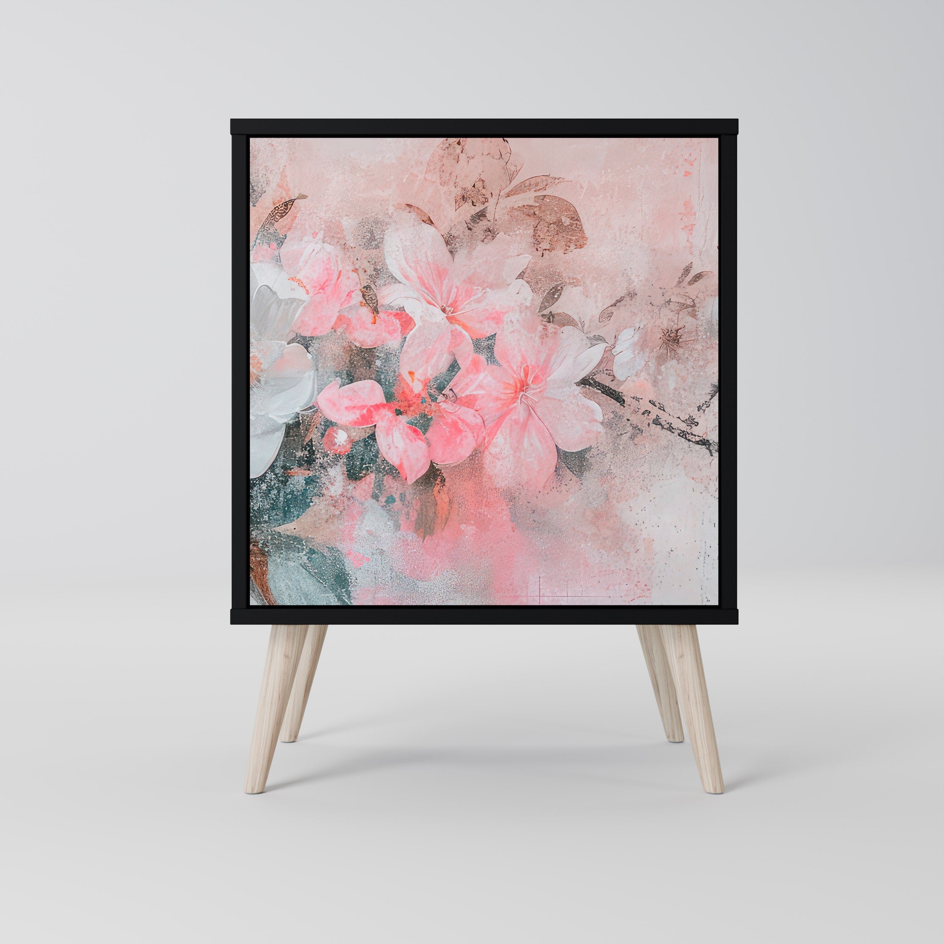 Aparador CHERRY BLOSSOM de 1 puerta en acabado negro