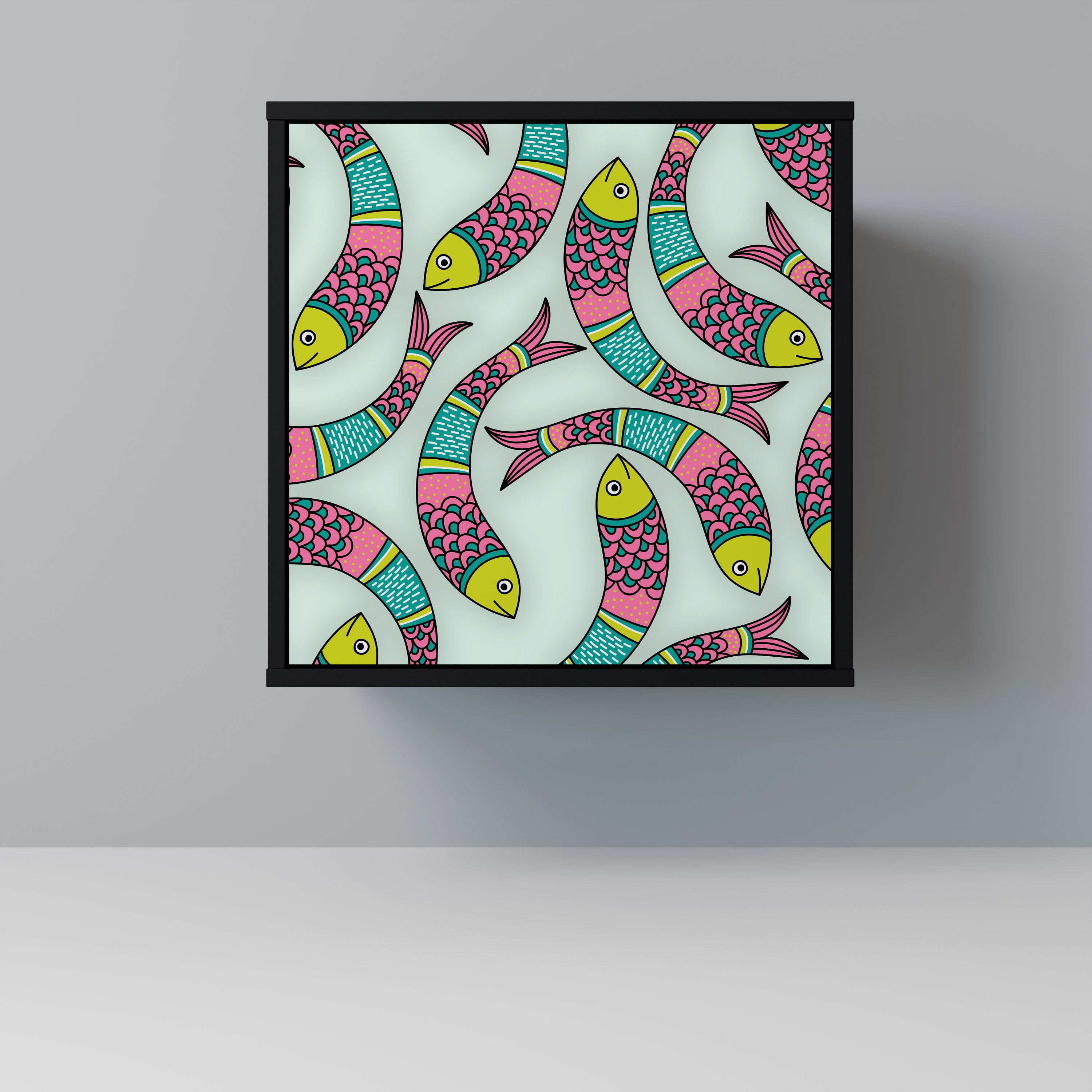 Aparador INDIAN FISH de 1 puerta en acabado negro