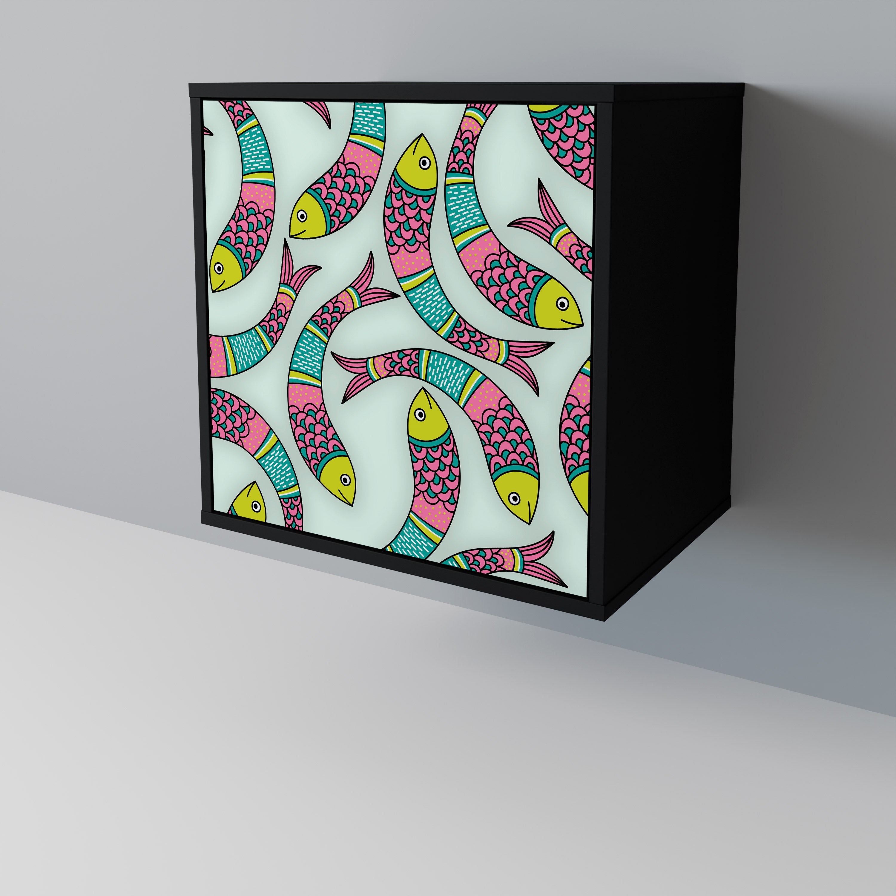 Aparador INDIAN FISH de 1 puerta en acabado negro