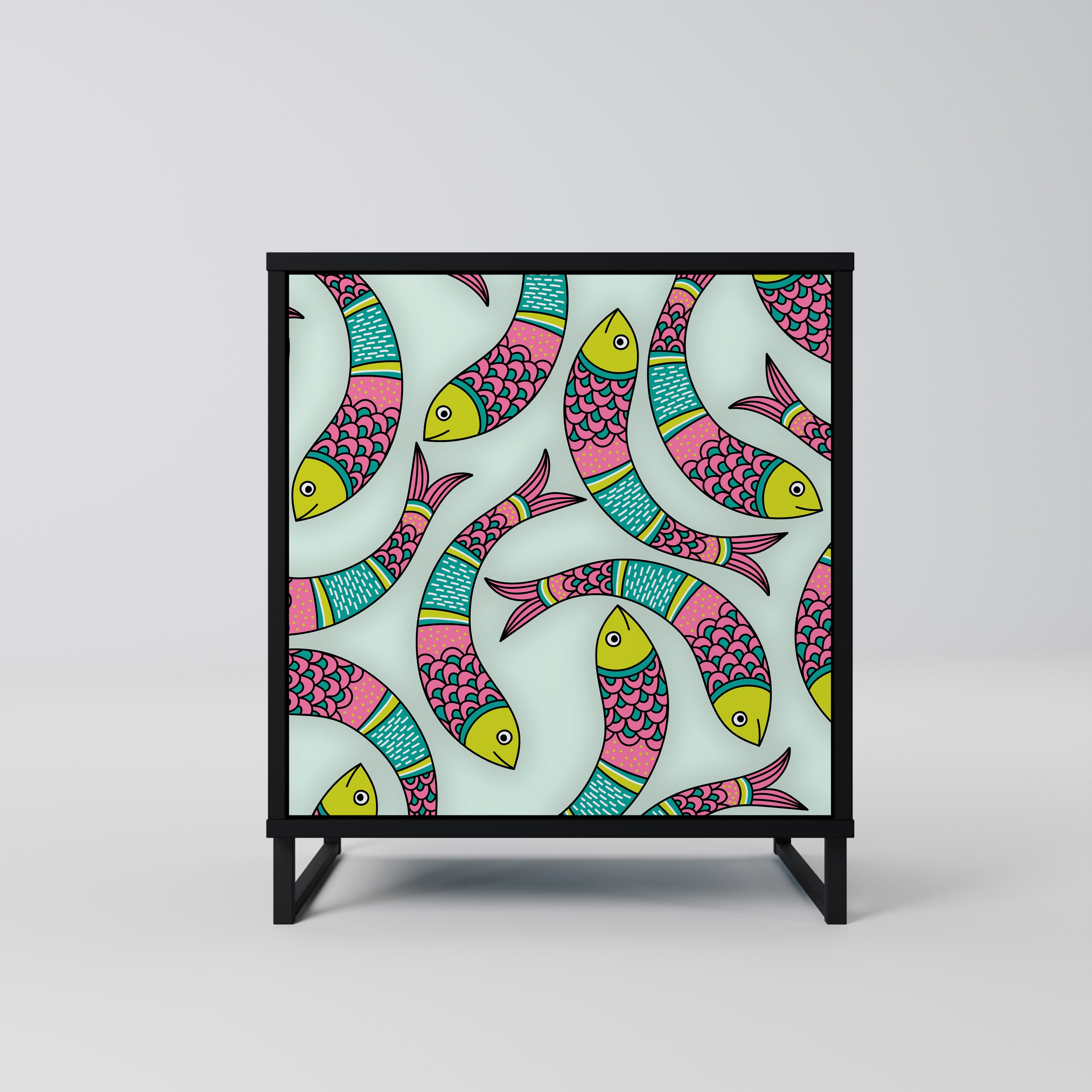 Aparador INDIAN FISH de 1 puerta en acabado negro