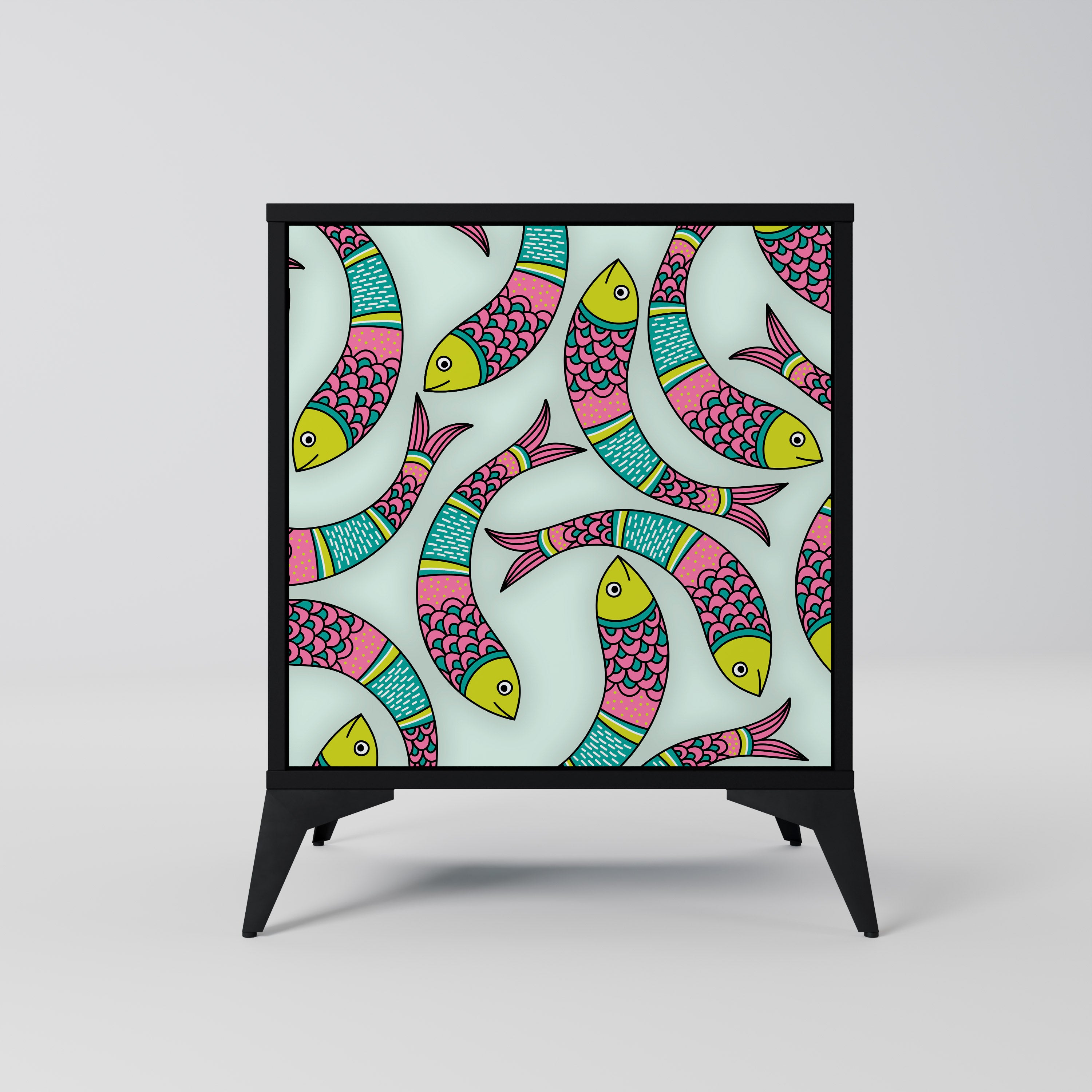 Aparador INDIAN FISH de 1 puerta en acabado negro