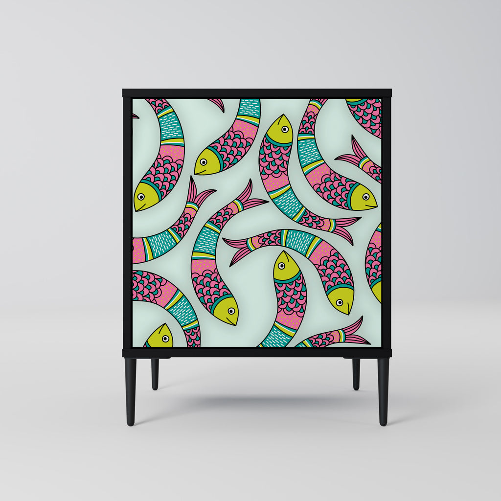 Aparador INDIAN FISH de 1 puerta en acabado negro