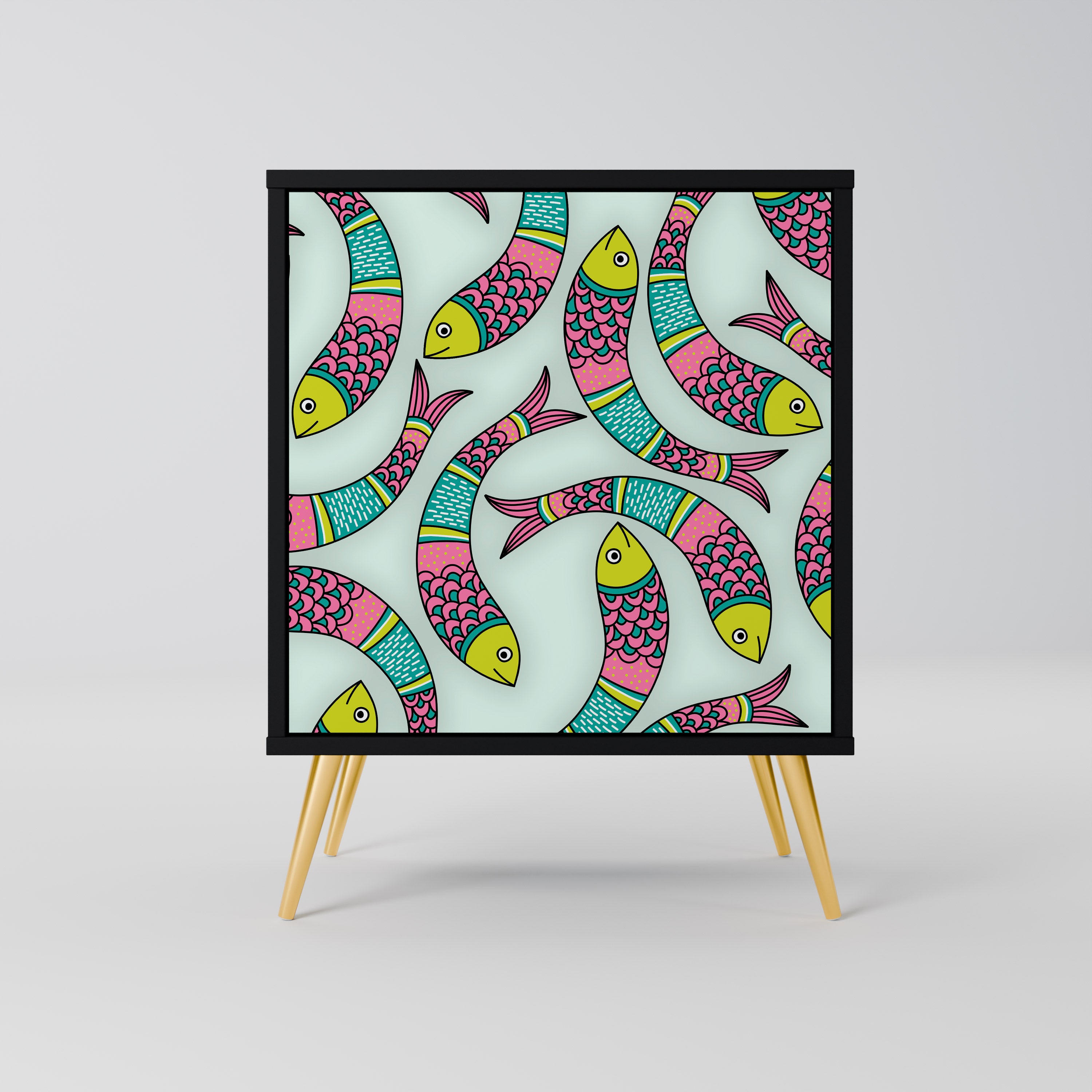 Aparador INDIAN FISH de 1 puerta en acabado negro