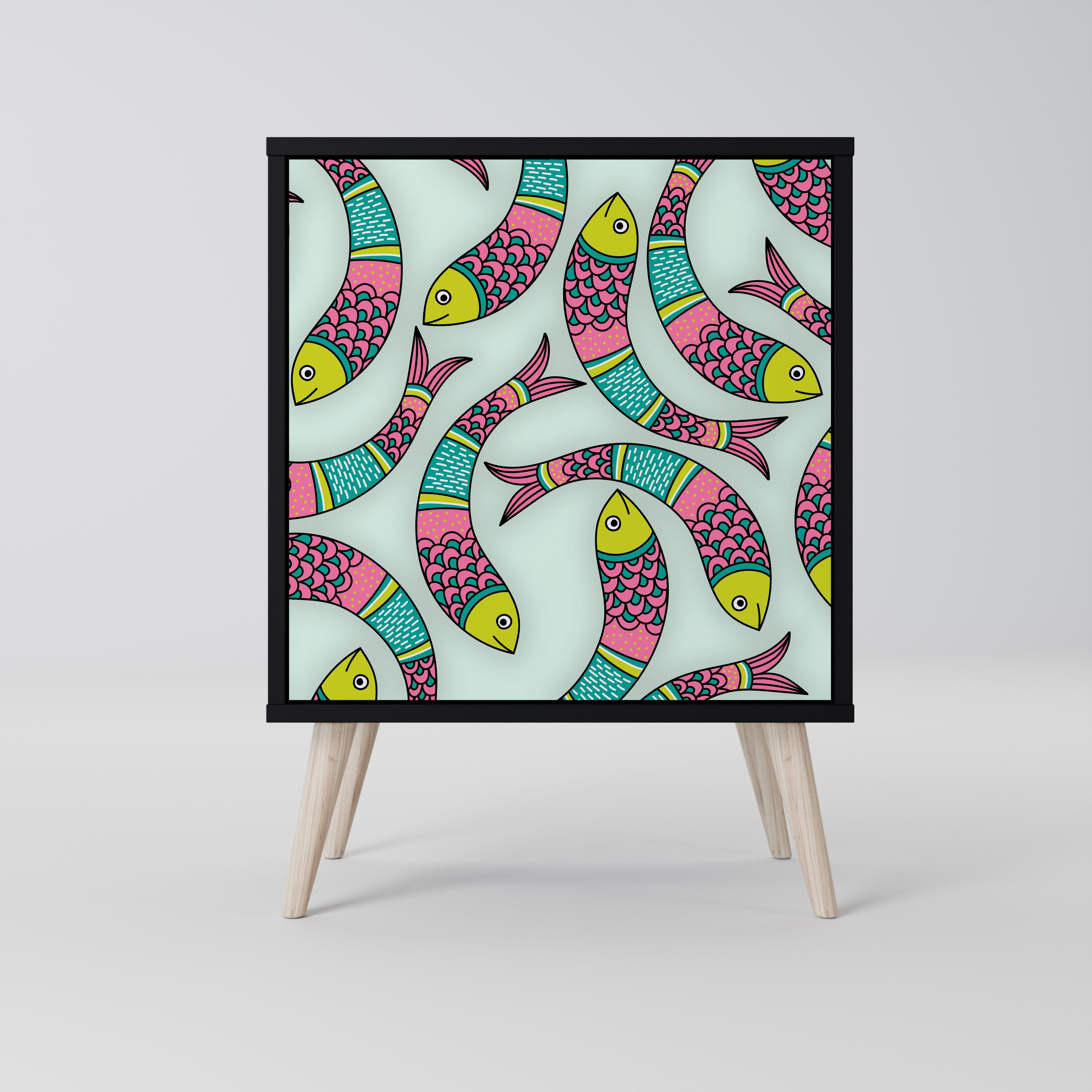 Aparador INDIAN FISH de 1 puerta en acabado negro