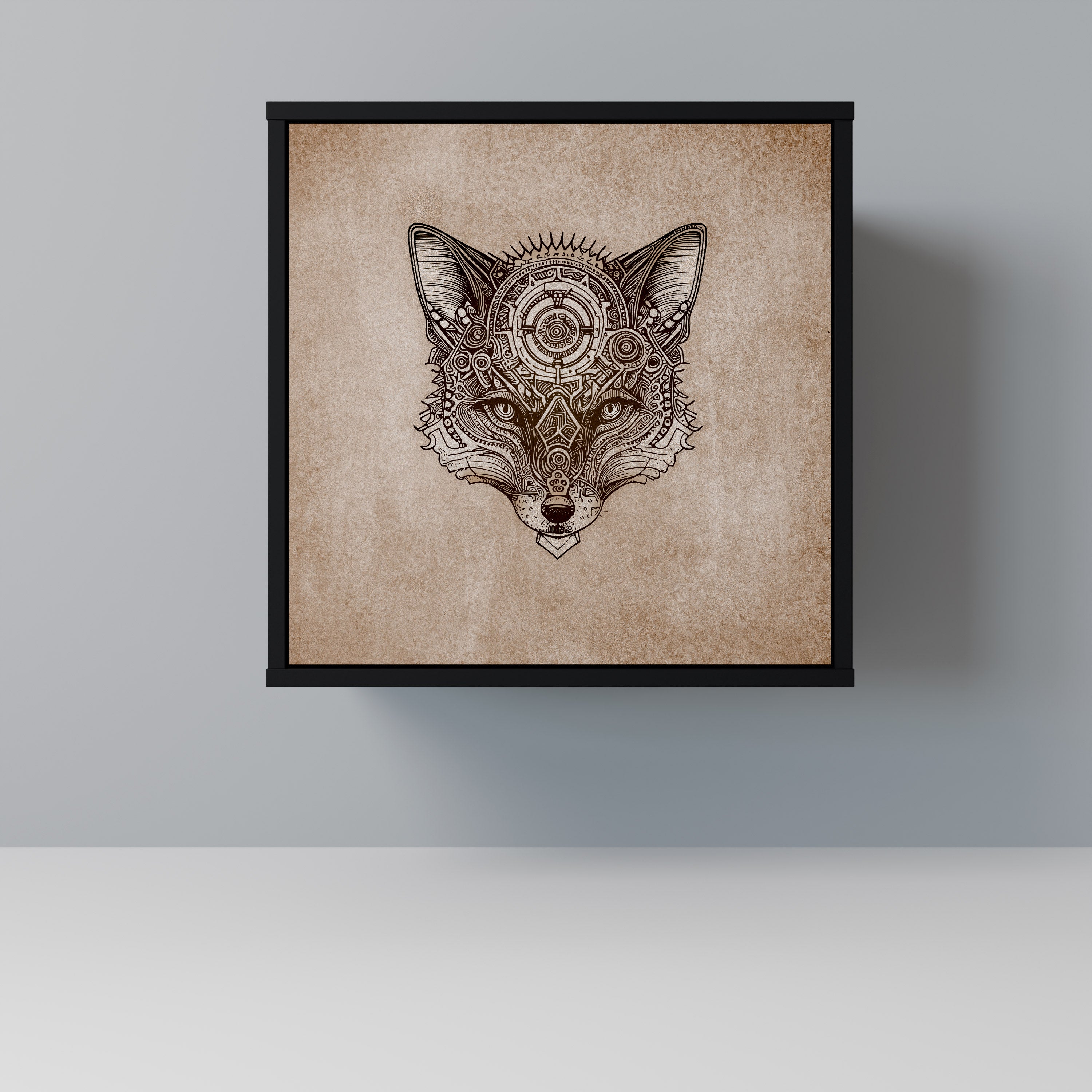 Aparador STEAMPUNK CLAN de 1 puerta en acabado negro