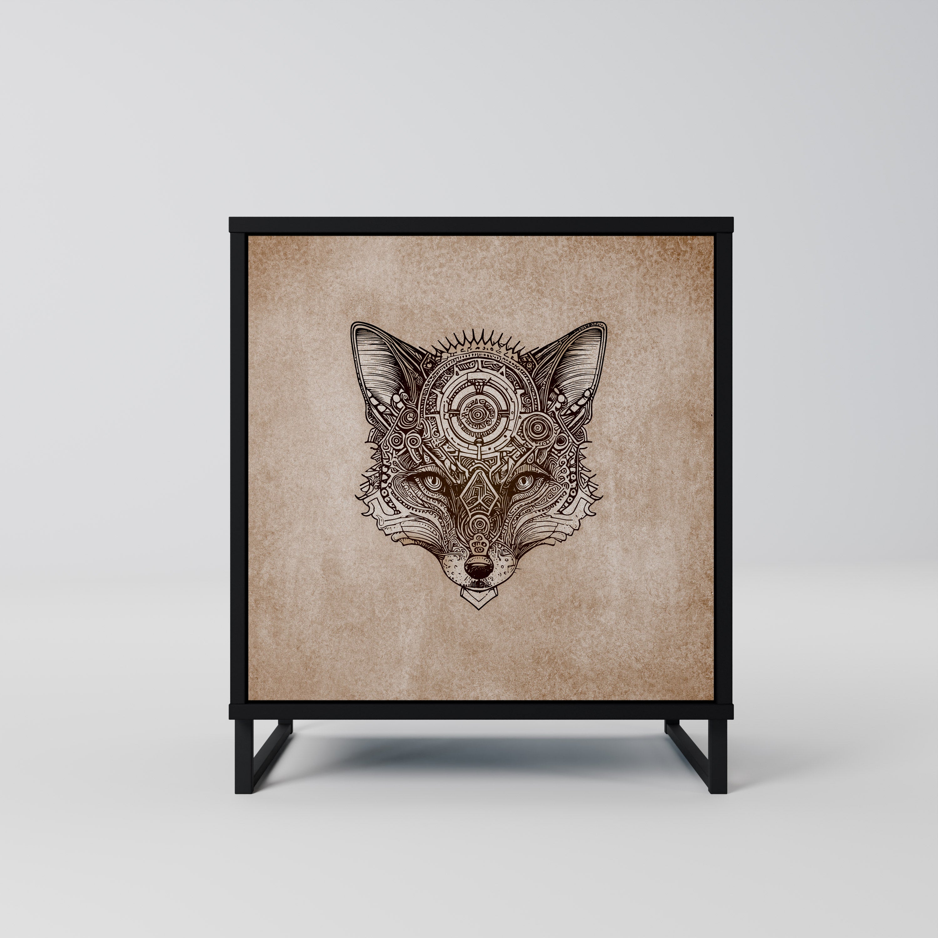 Aparador STEAMPUNK CLAN de 1 puerta en acabado negro