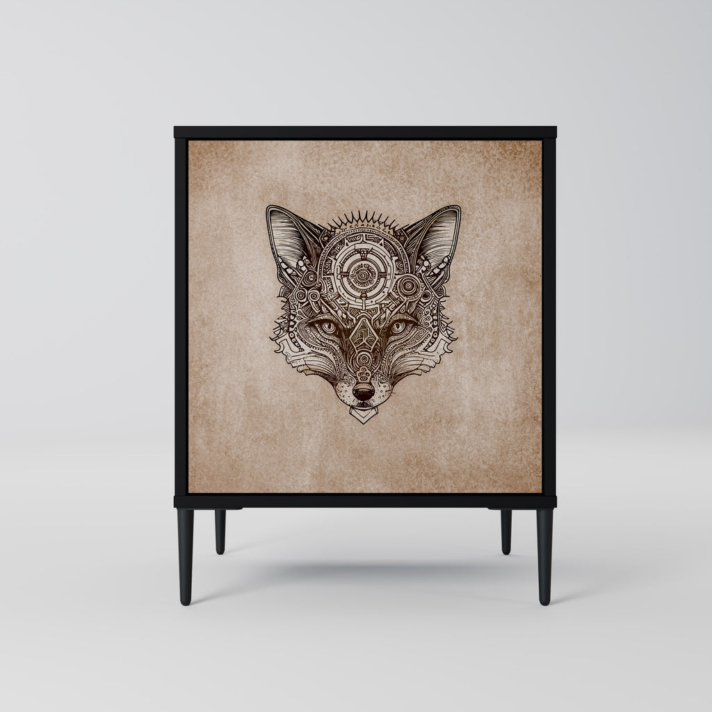 Aparador STEAMPUNK CLAN de 1 puerta en acabado negro