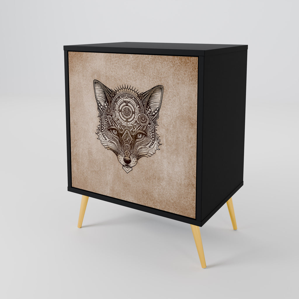 Aparador STEAMPUNK CLAN de 1 puerta en acabado negro